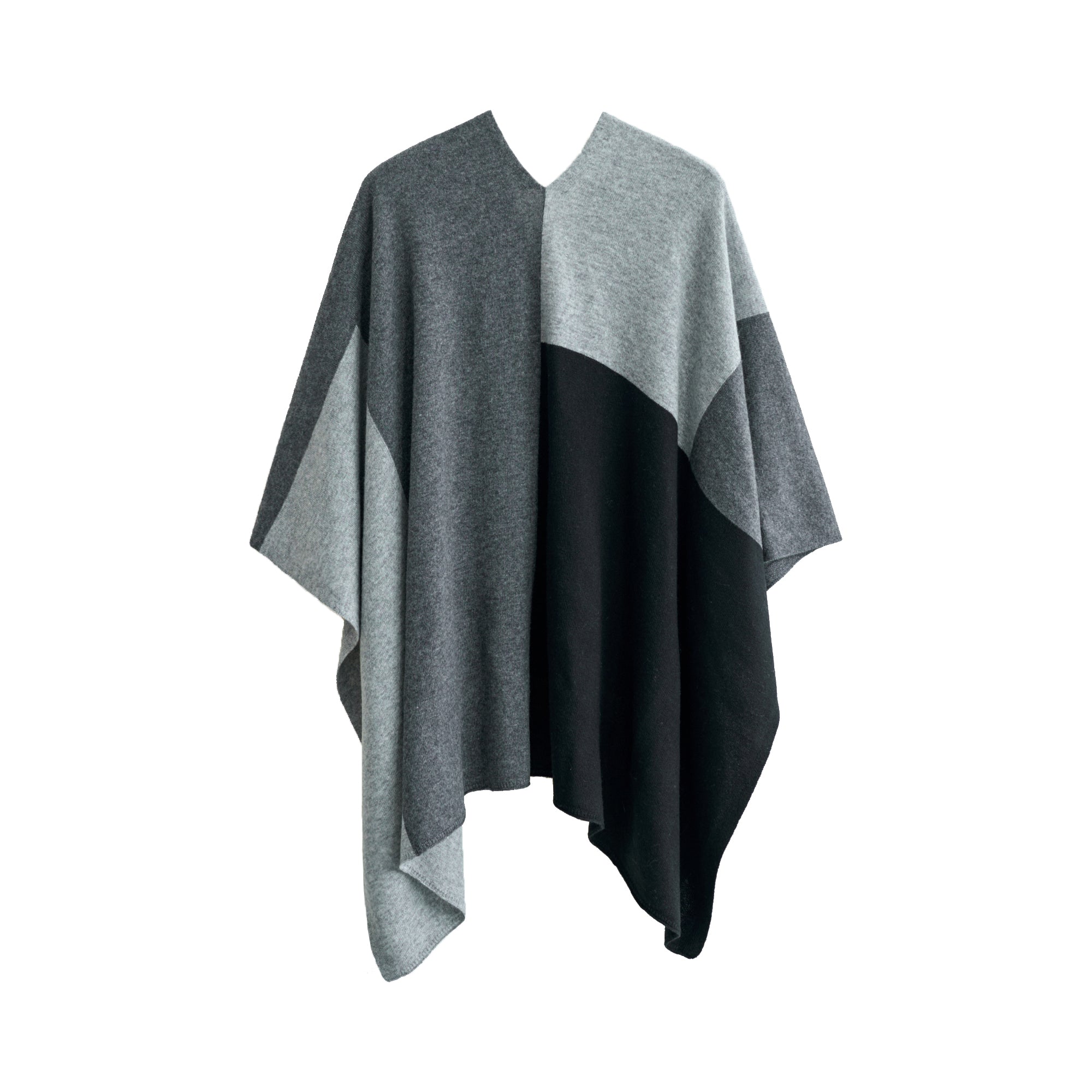 "Lost in Warmth" Luxurious Wool-Cashmere Blend Cape - Grey