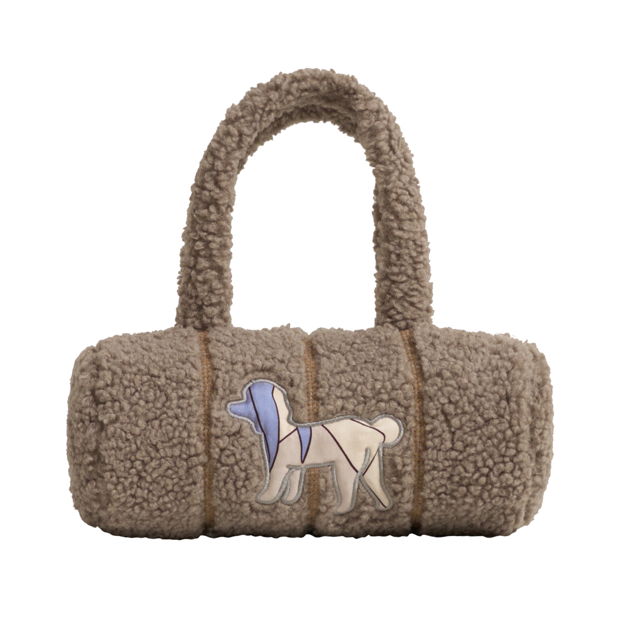 "Pan Pan" Cylinder Shearling Bag - Taupe - Taupe - LOST PATTERN Tote Bag