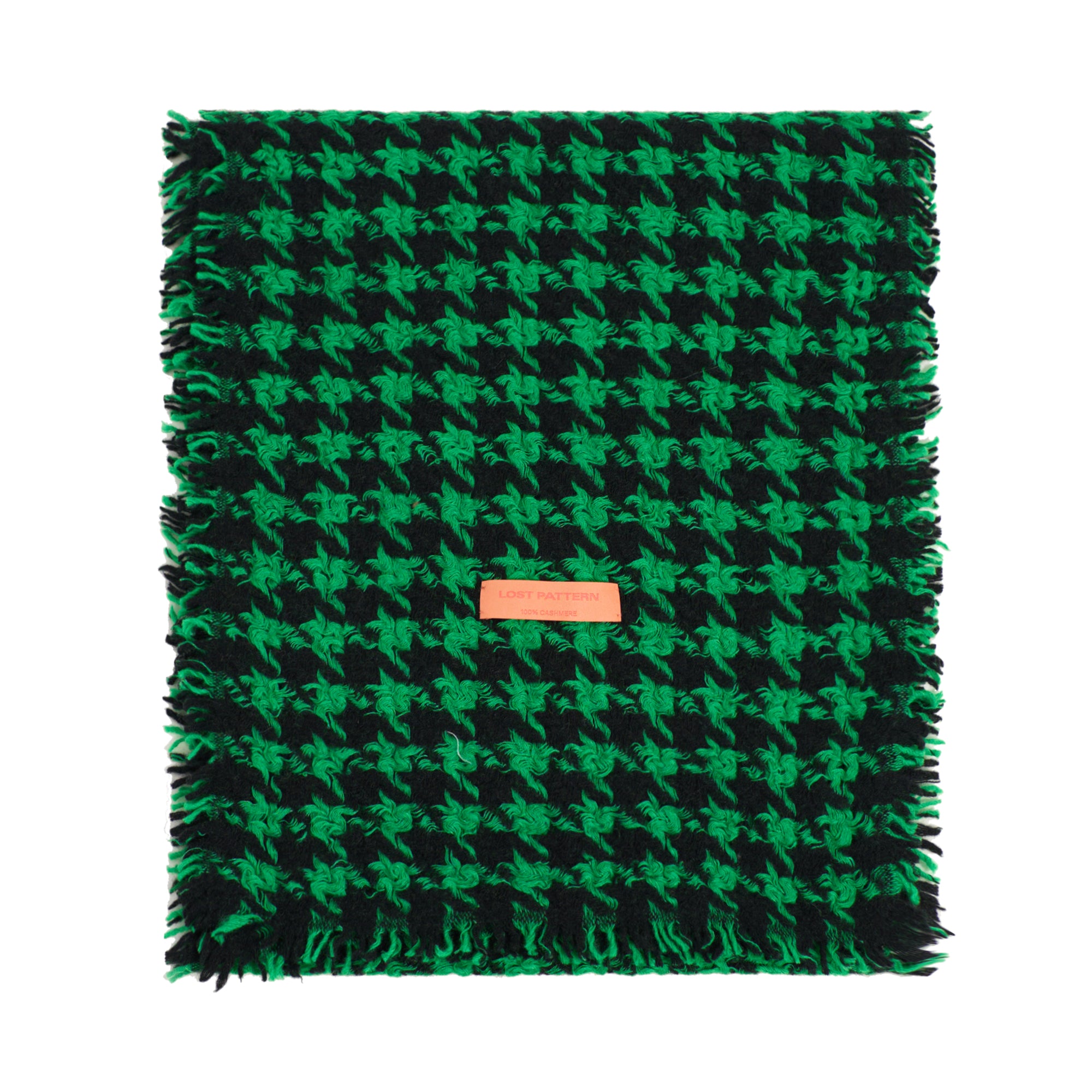 "Houndstooth" Cashmere Scarf - Forest Green