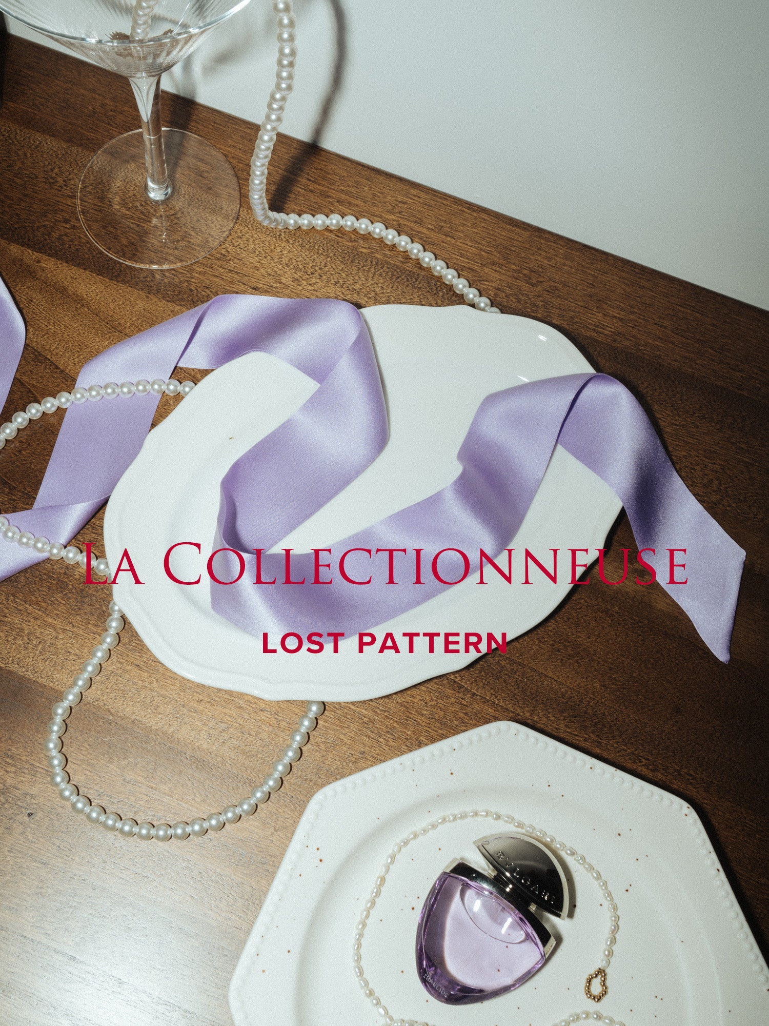 "La Collectionneuse" Silk Ribbon Scarf - Purple - LOST PATTERN Silk Skinny Scarf