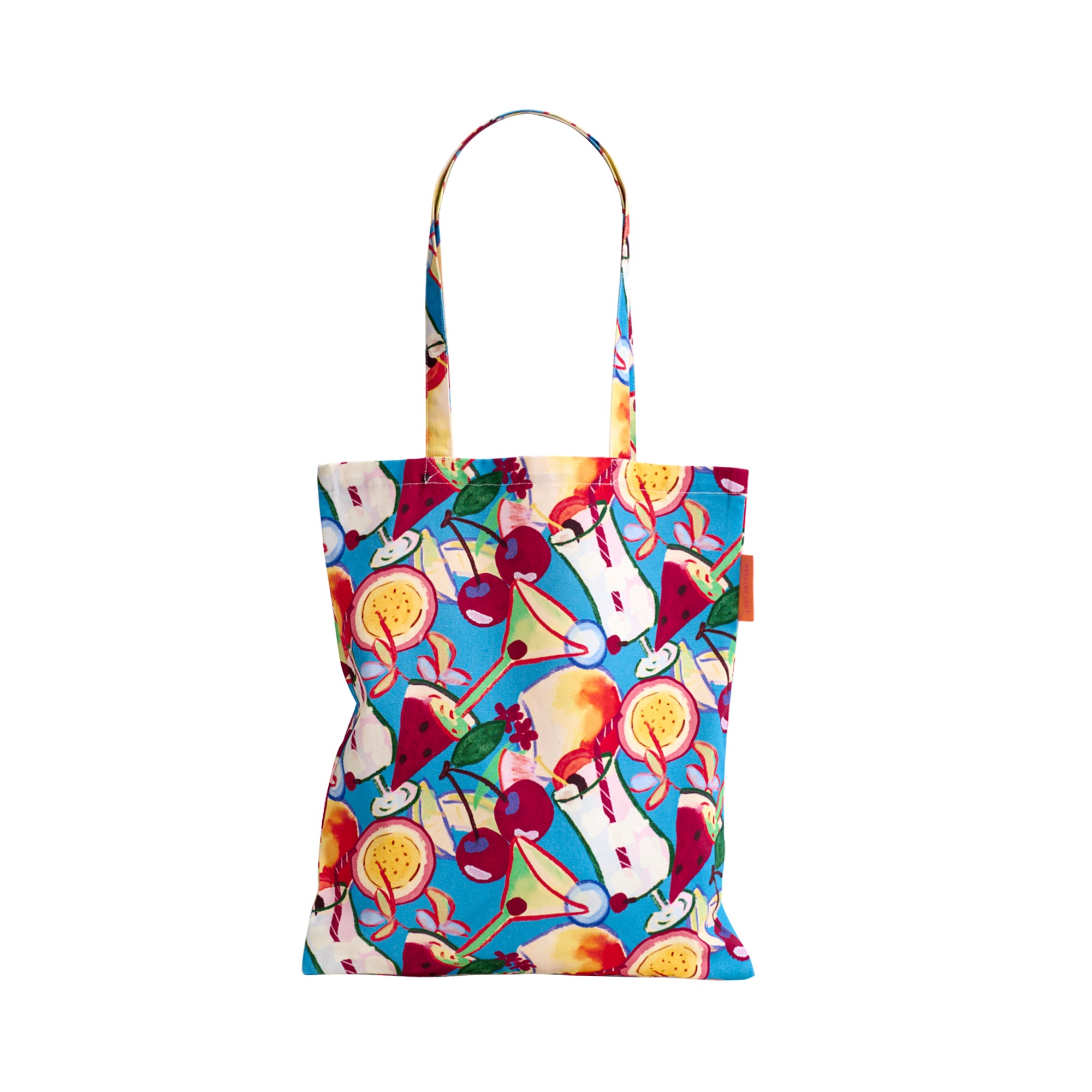 "Party Time" Cotton Tote Bag - Blue - Blue - LOST PATTERN Tote Bag