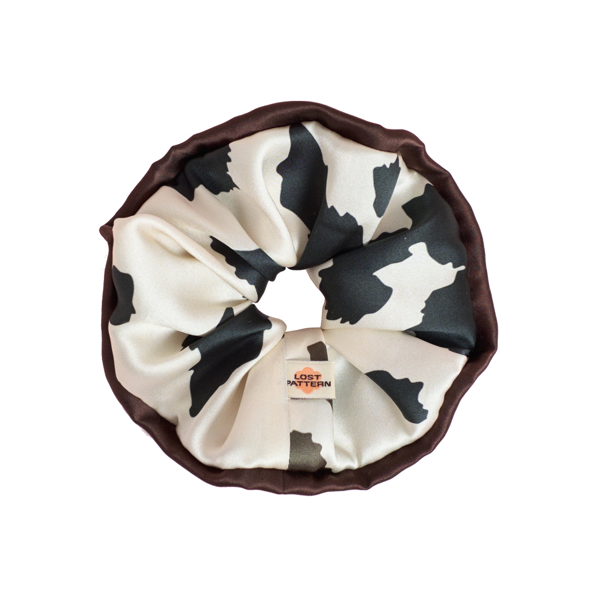 "Spot Chic" Oversized Silk Scrunchie - Cow Print