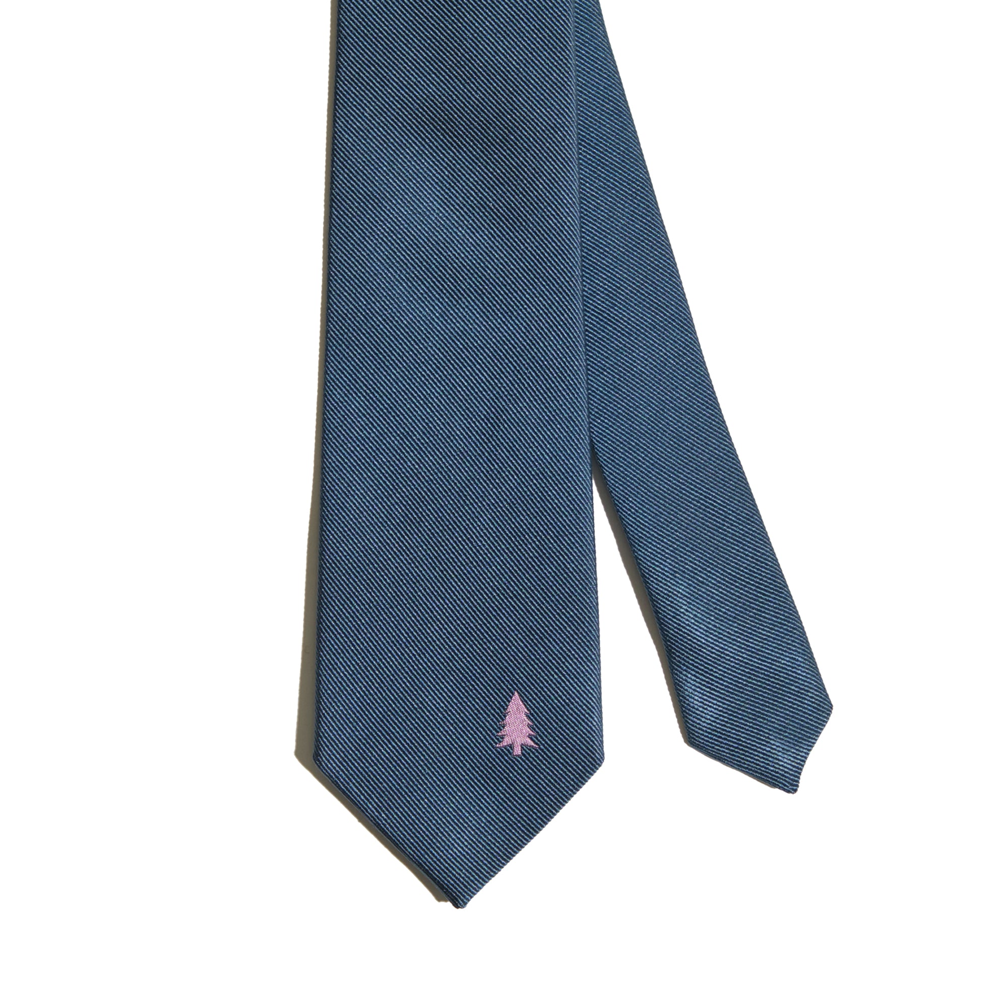 "Blush Pine" Silk Tie - Navy Blue