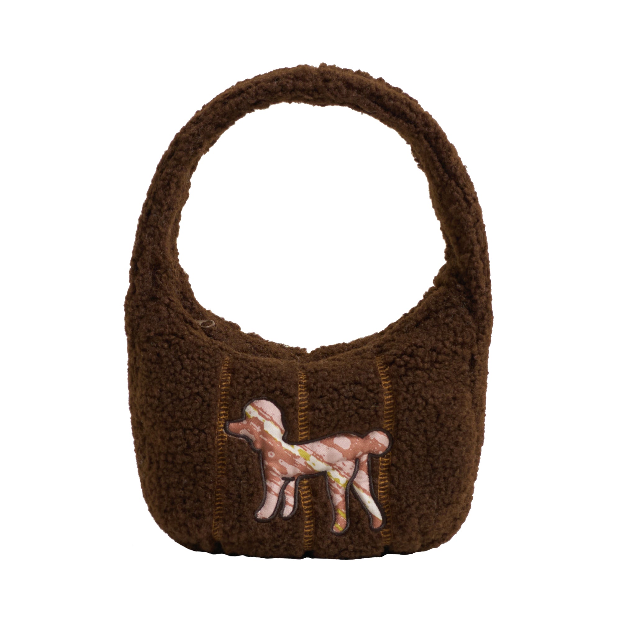 "Pan Pan" Half Moon Shearling Bag - Chocolate - Chocolate - LOST PATTERN Tote Bag