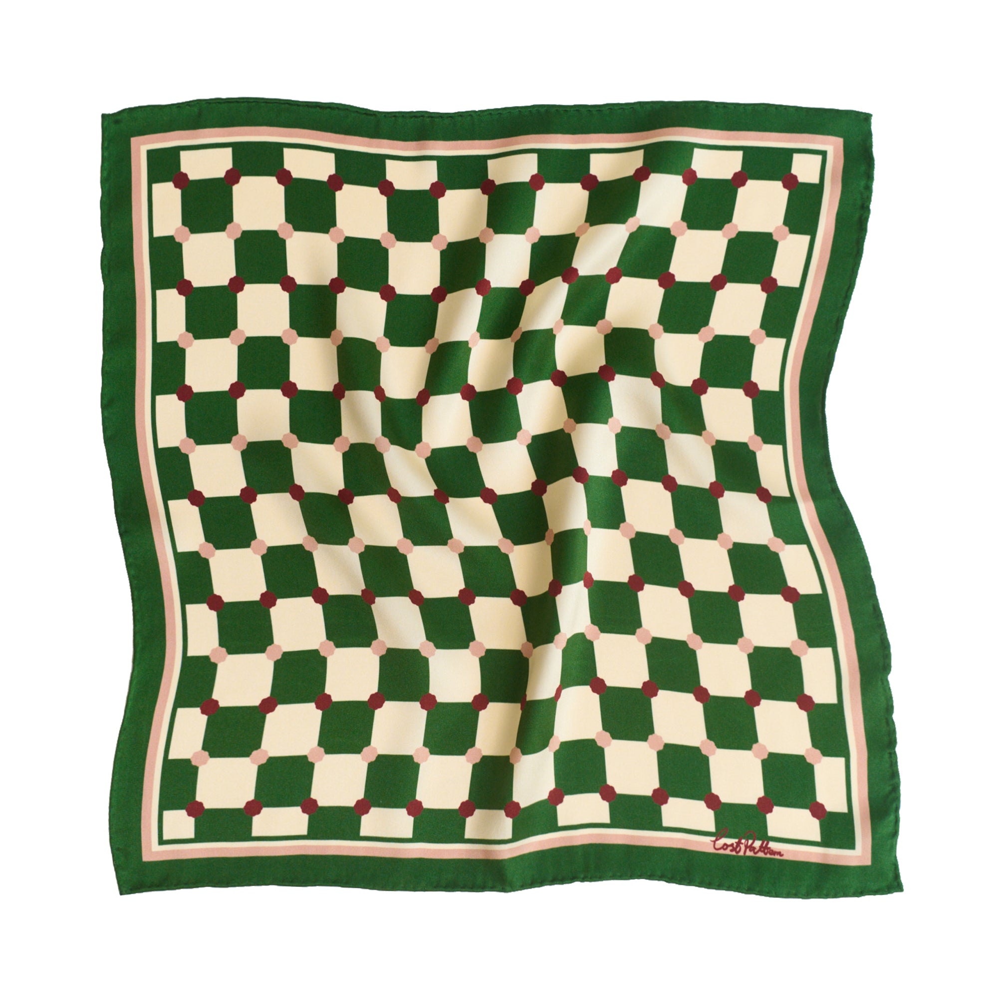"Checkerboard" Silk Pocket Square - Green