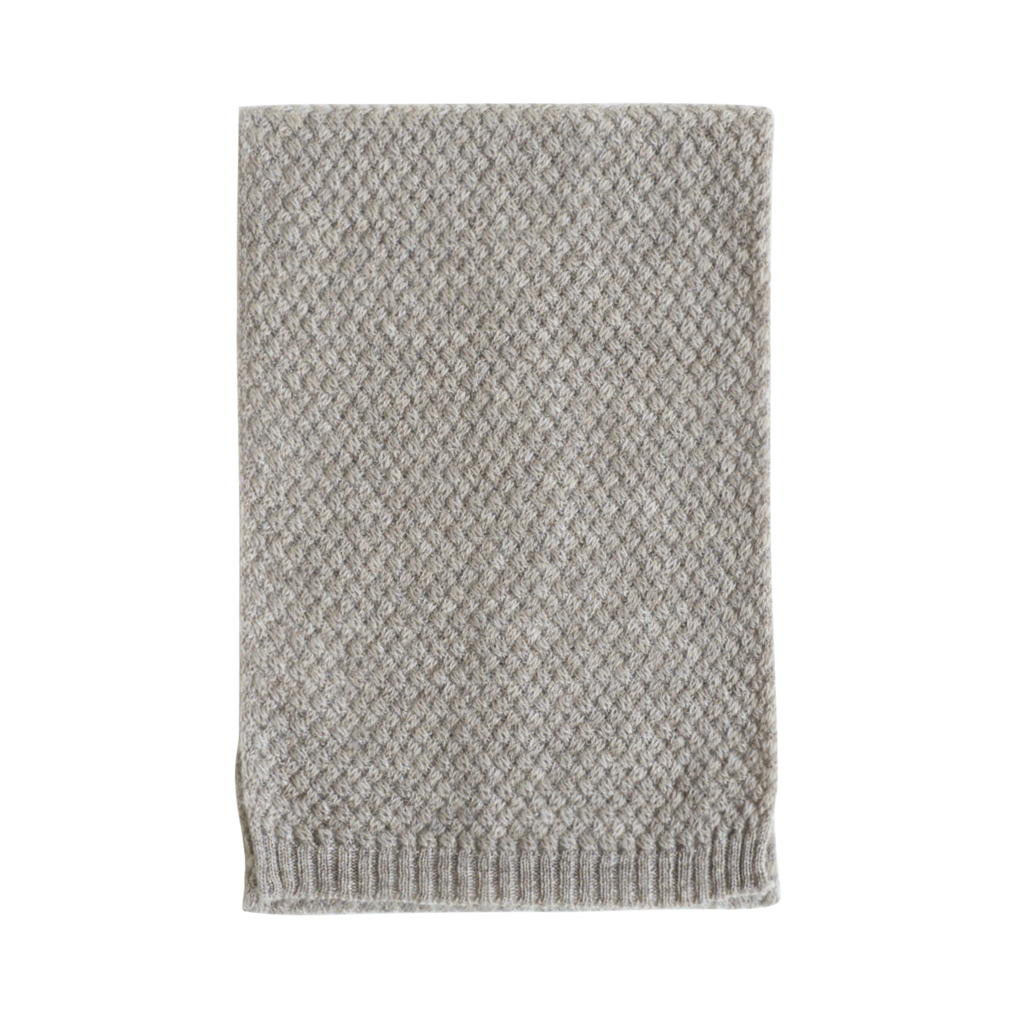 "Warmth Whisper" Waffle Knit Cashmere Scarf - Steel Grey