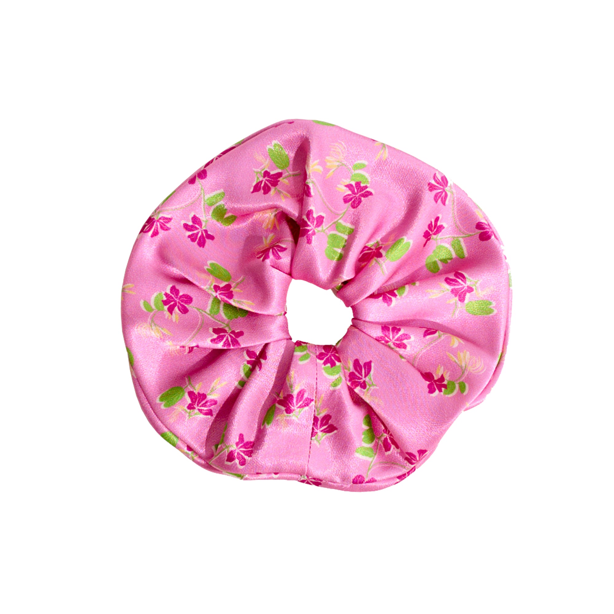 "Beach Blossom" Oversized Viscose Scrunchie Hair Tie - Pink - Pink - LOST PATTERN Hair Accessories