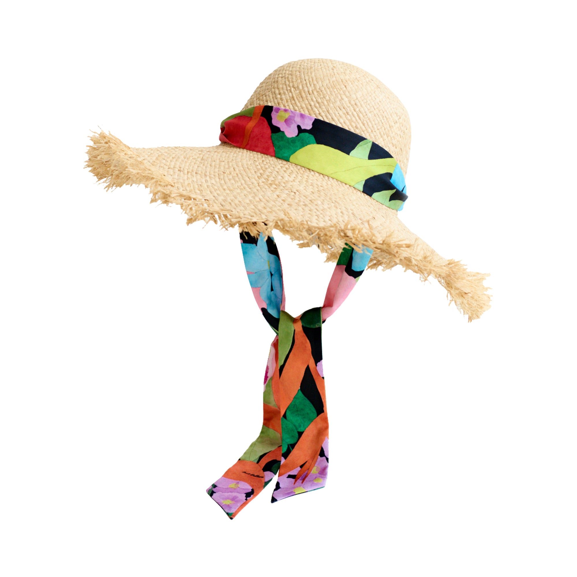 "Cartagena" Straw Hat with Ribbon Tie - Black & Orange - Black & Orange - LOST PATTERN Hats