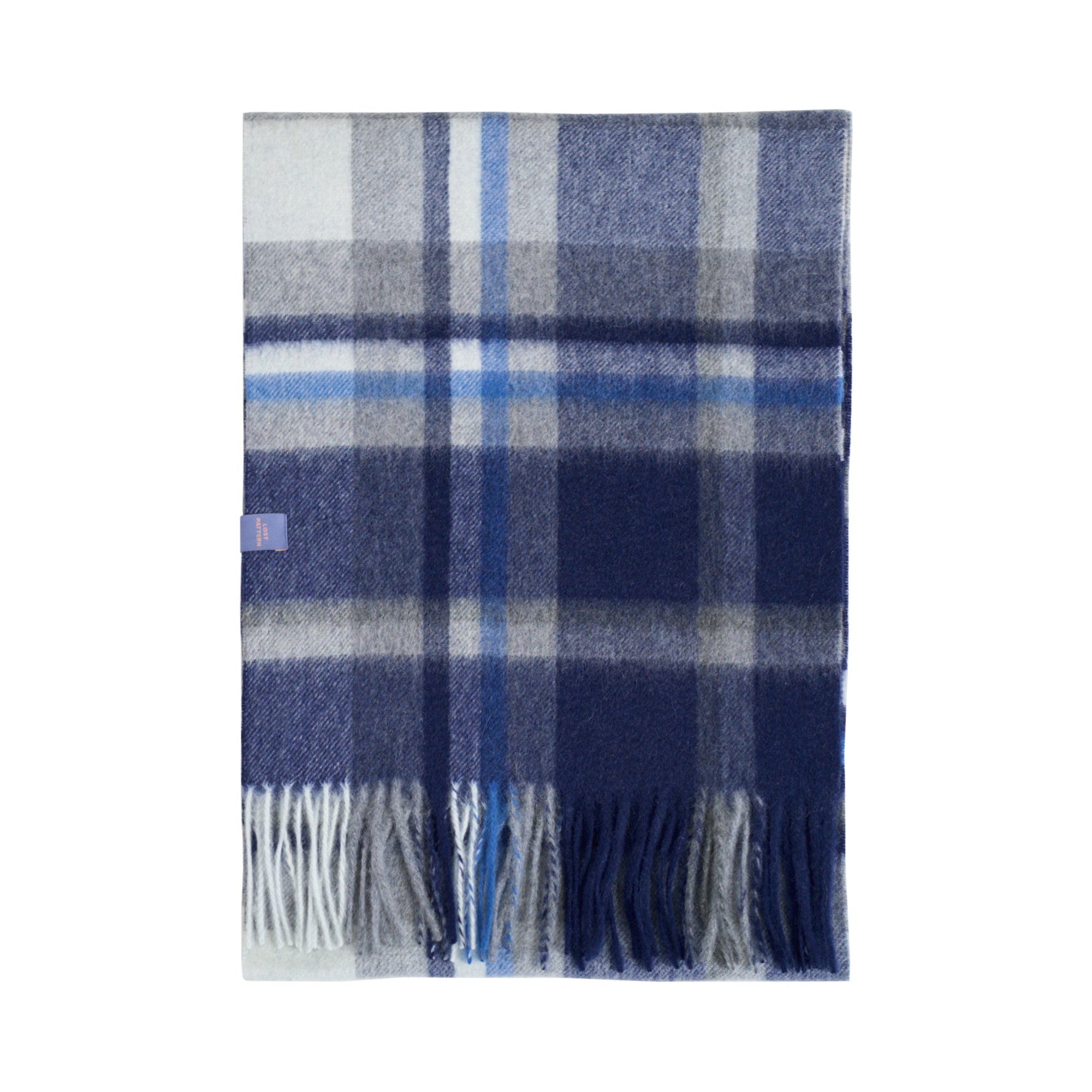 "Plaid" Cashmere Scarf - Dark Blue