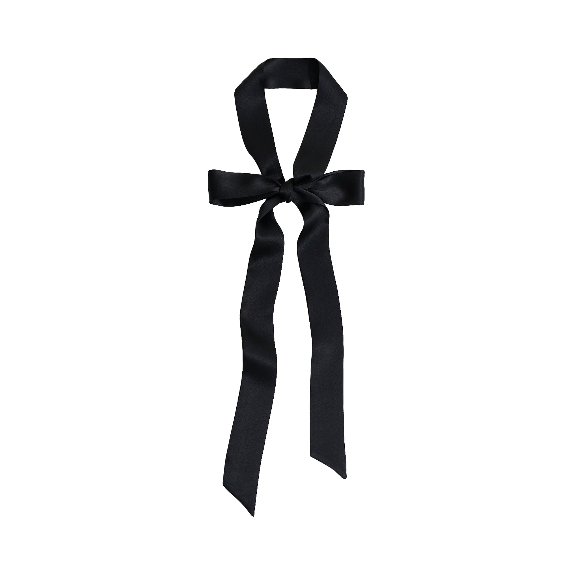"La Collectionneuse" Silk Ribbon Scarf - Black - Black - LOST PATTERN Silk Skinny Scarf