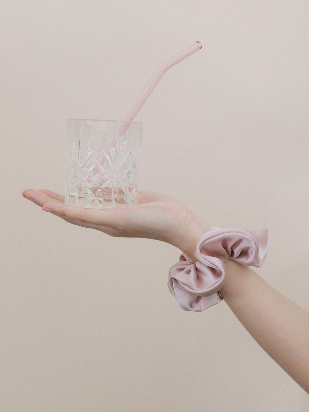 "Silken Hair" Silk Scrunchie Hair Tie - Pale Rose - LOST PATTERN Scrunchie