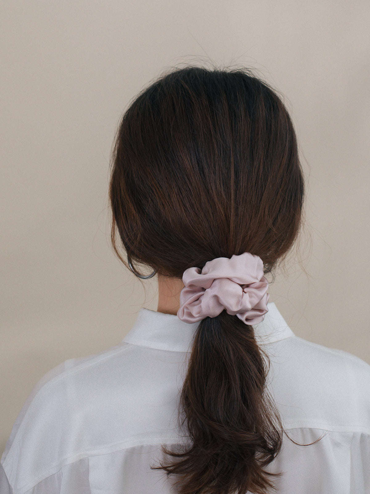 "Silken Hair" Silk Scrunchie Hair Tie - Pale Rose