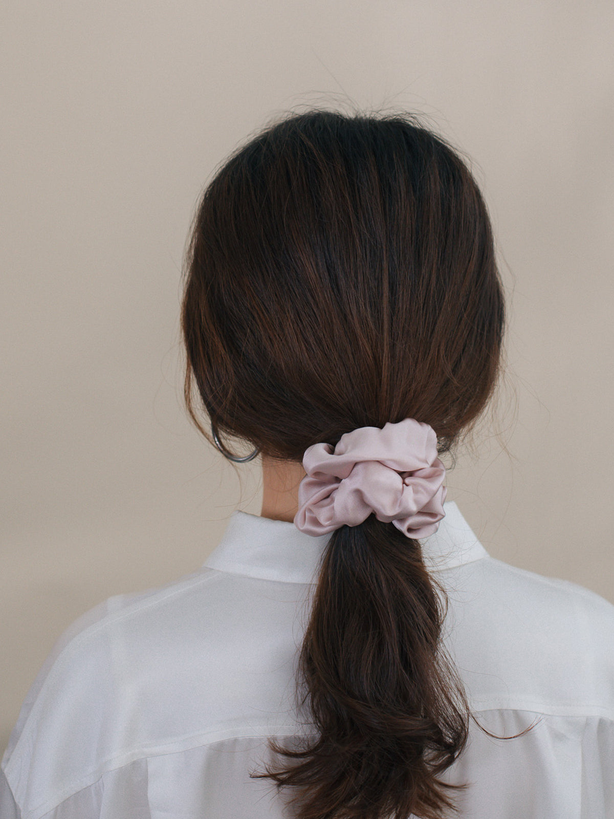 "Silken Hair" Silk Scrunchie Hair Tie - Pale Rose - LOST PATTERN Scrunchie