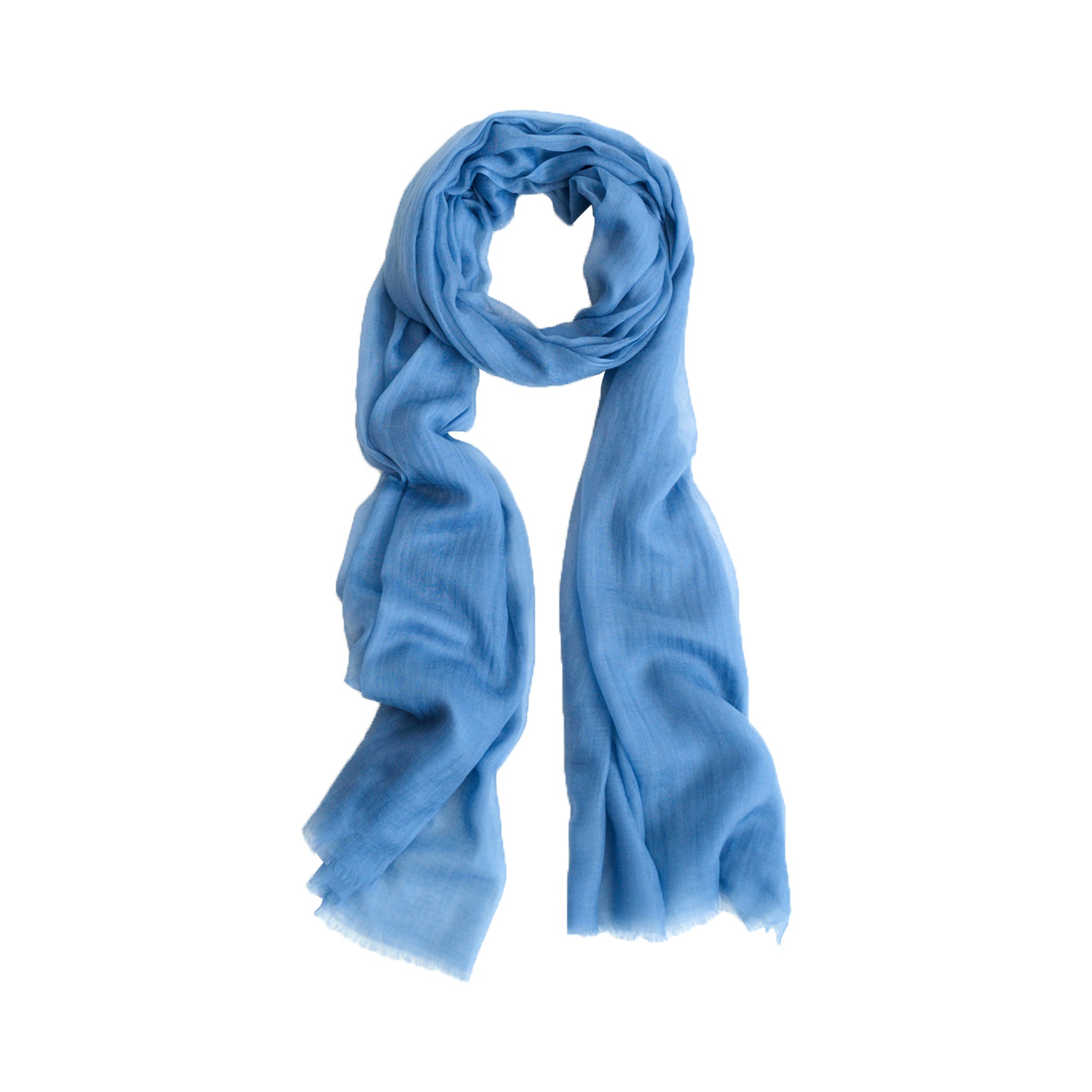 "Featherlight" Oversized Cashmere Scarf - Blue - Blue - LOST PATTERN Cashmere