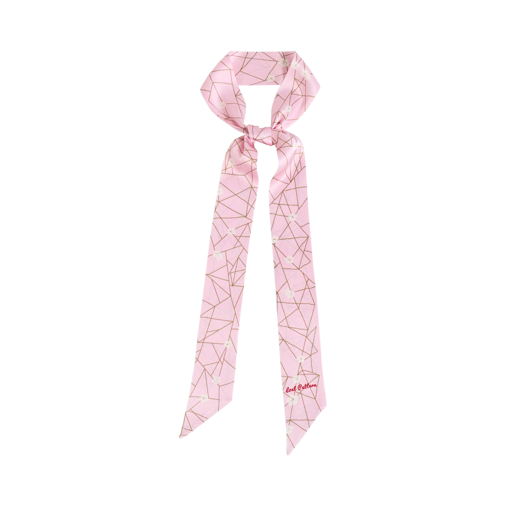 "Almond Blossom" Silk Skinny Scarf - Peach