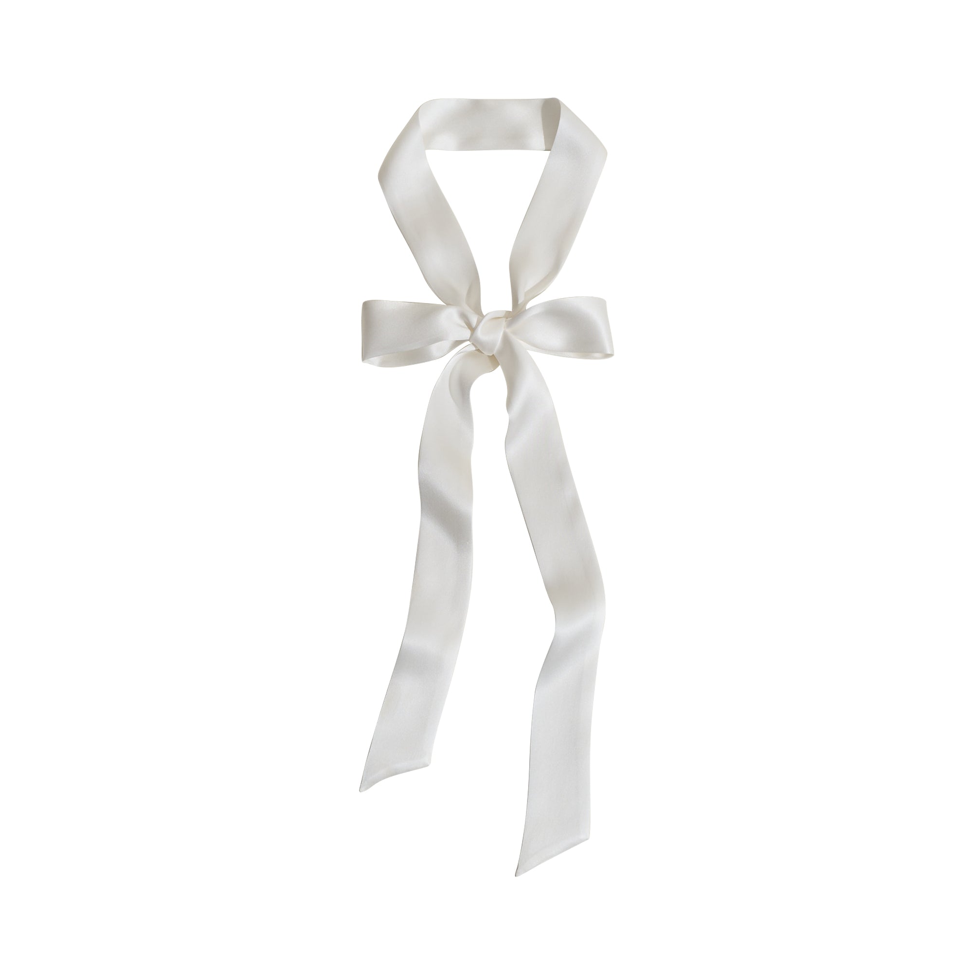 "La Collectionneuse" Silk Ribbon Scarf - White - White - LOST PATTERN Silk Skinny Scarf