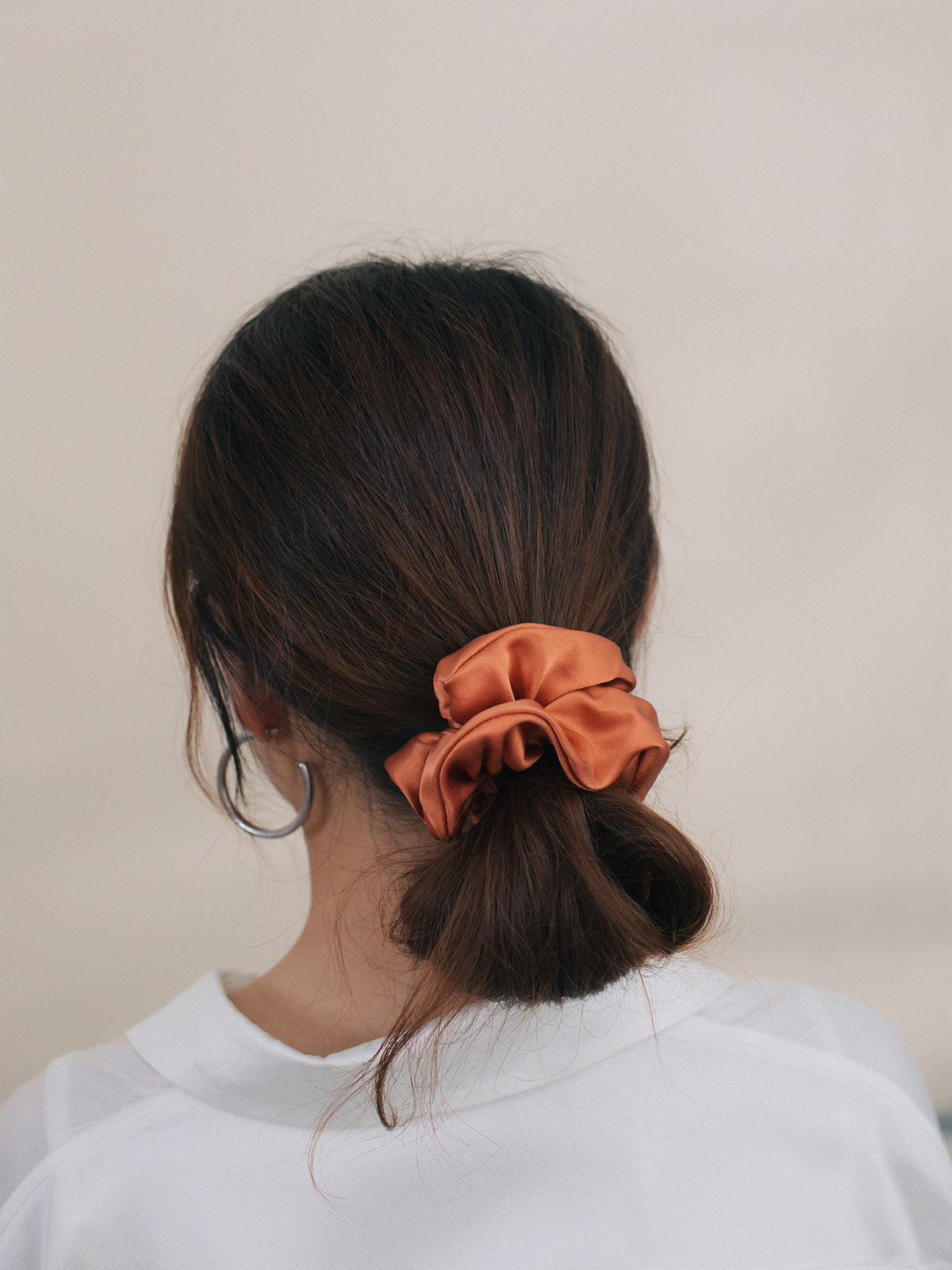 "Silken Hair" Silk Scrunchie Hair Tie - Caramel - LOST PATTERN Scrunchie