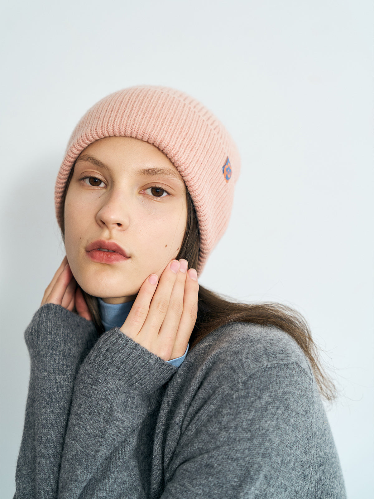 "Extra Fine Marino" Wool Knit Beanie Hat - Pale Pink - LOST PATTERN Cashmere