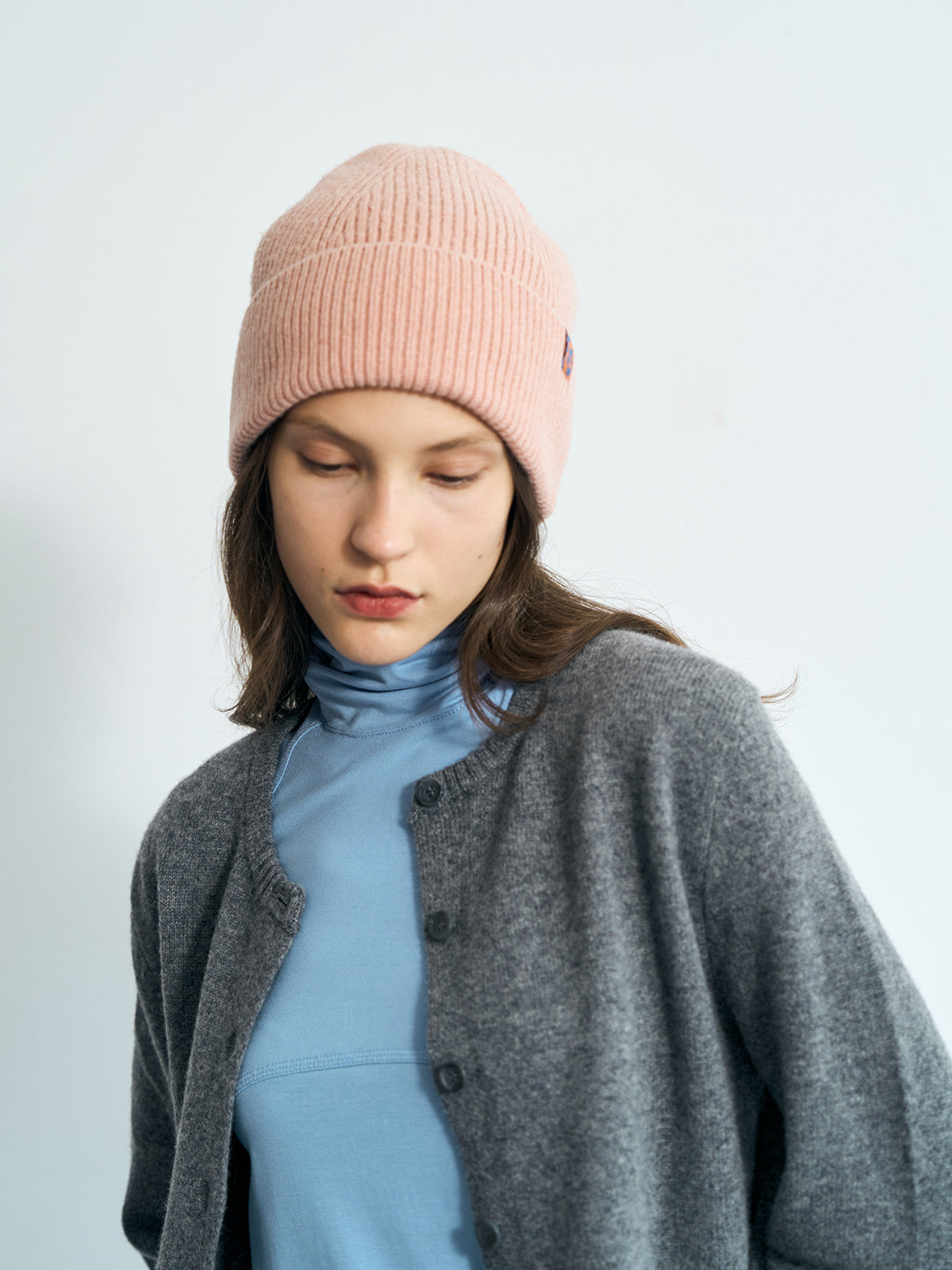 "Extra Fine Marino" Wool Knit Beanie Hat - Pale Pink - LOST PATTERN Cashmere