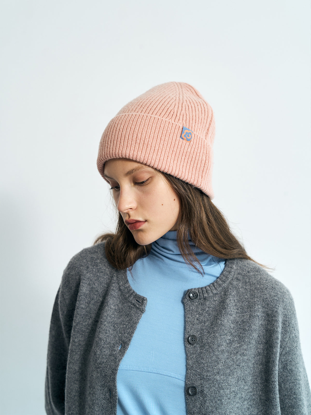 "Extra Fine Marino" Wool Knit Beanie Hat - Pale Pink - LOST PATTERN Cashmere