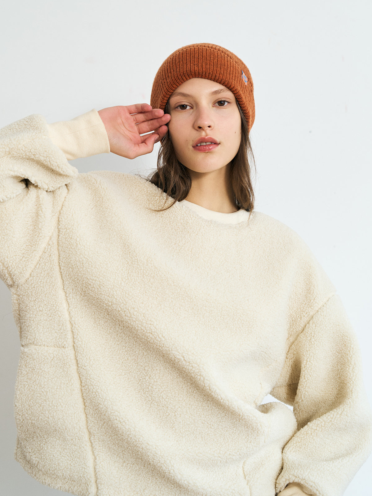 "Extra Fine Marino" Wool Knit Beanie Hat - Burnt Orange - LOST PATTERN Cashmere