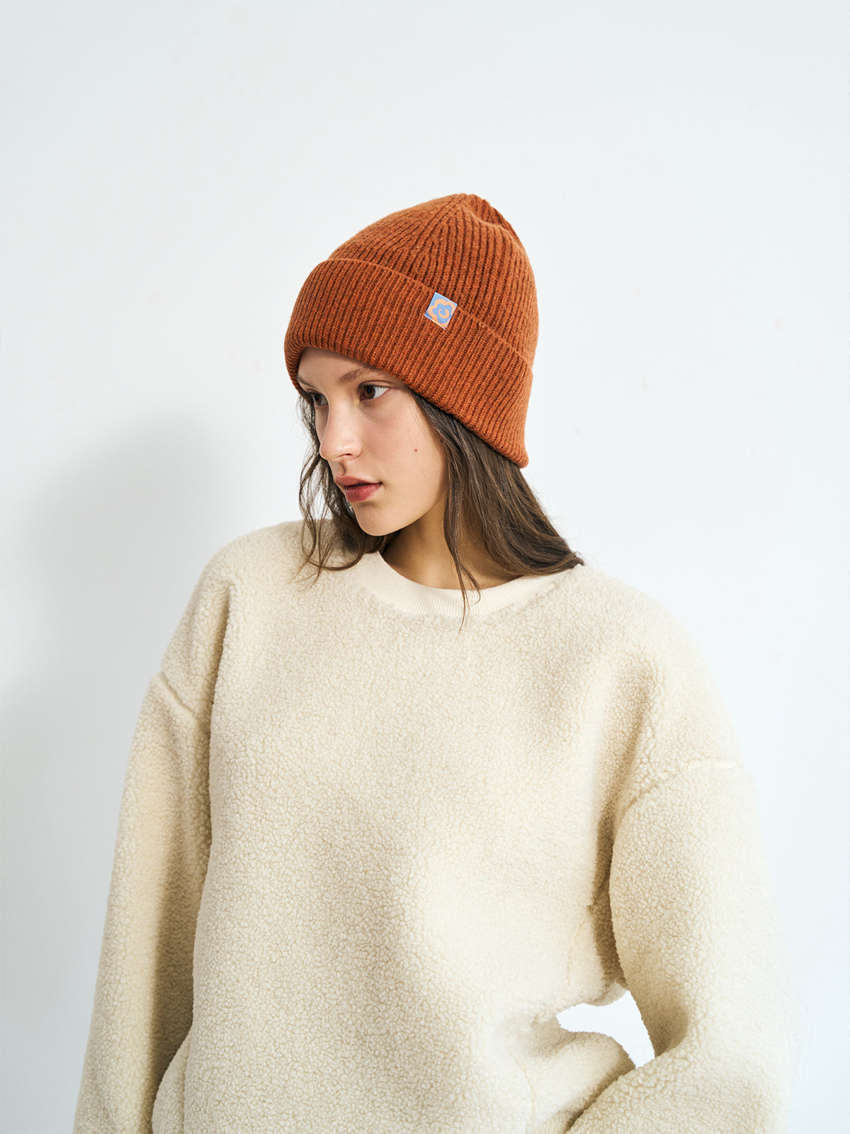 "Extra Fine Marino" Wool Knit Beanie Hat - Burnt Orange - LOST PATTERN Cashmere