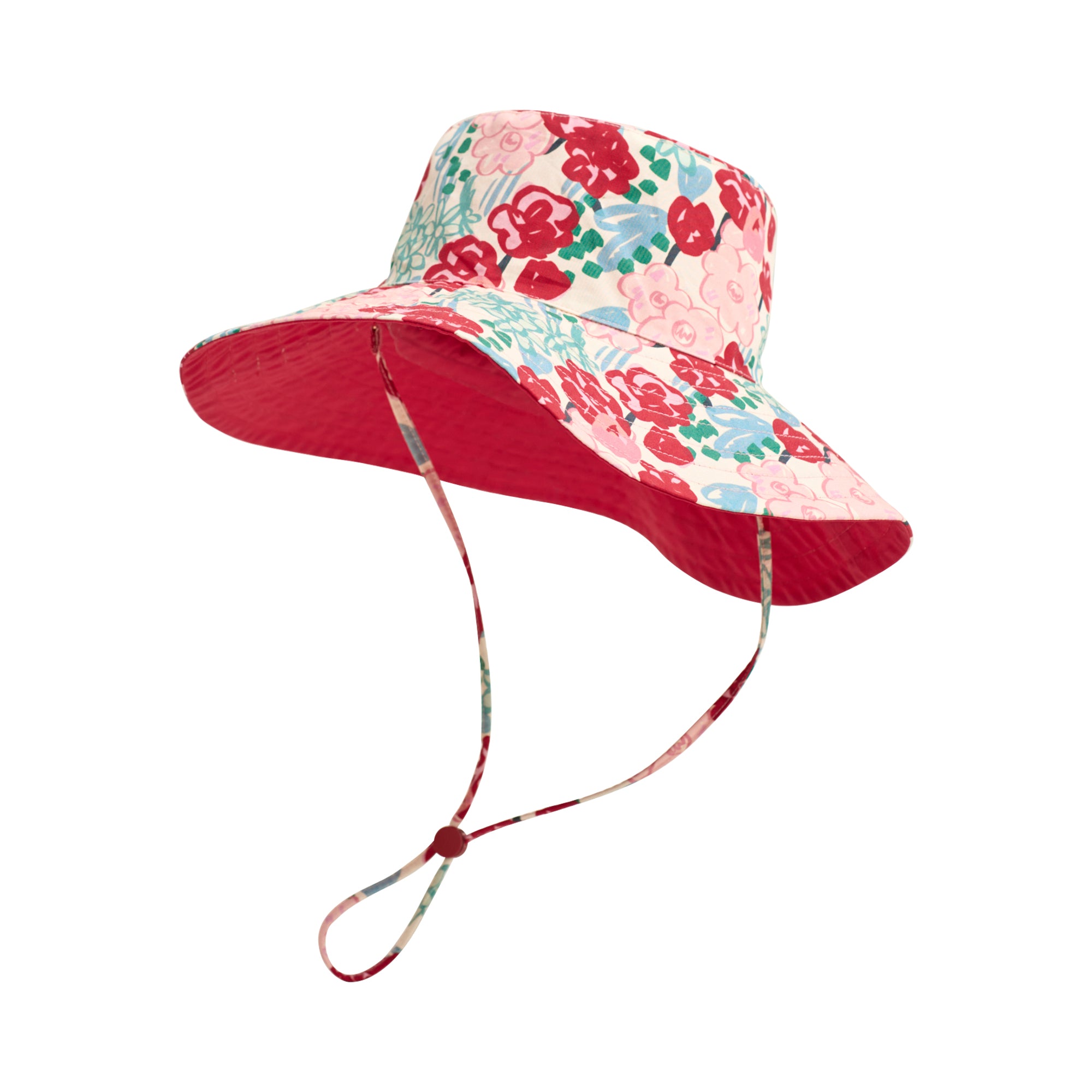 "Le Jardin" Reversible Sun Hat - Red