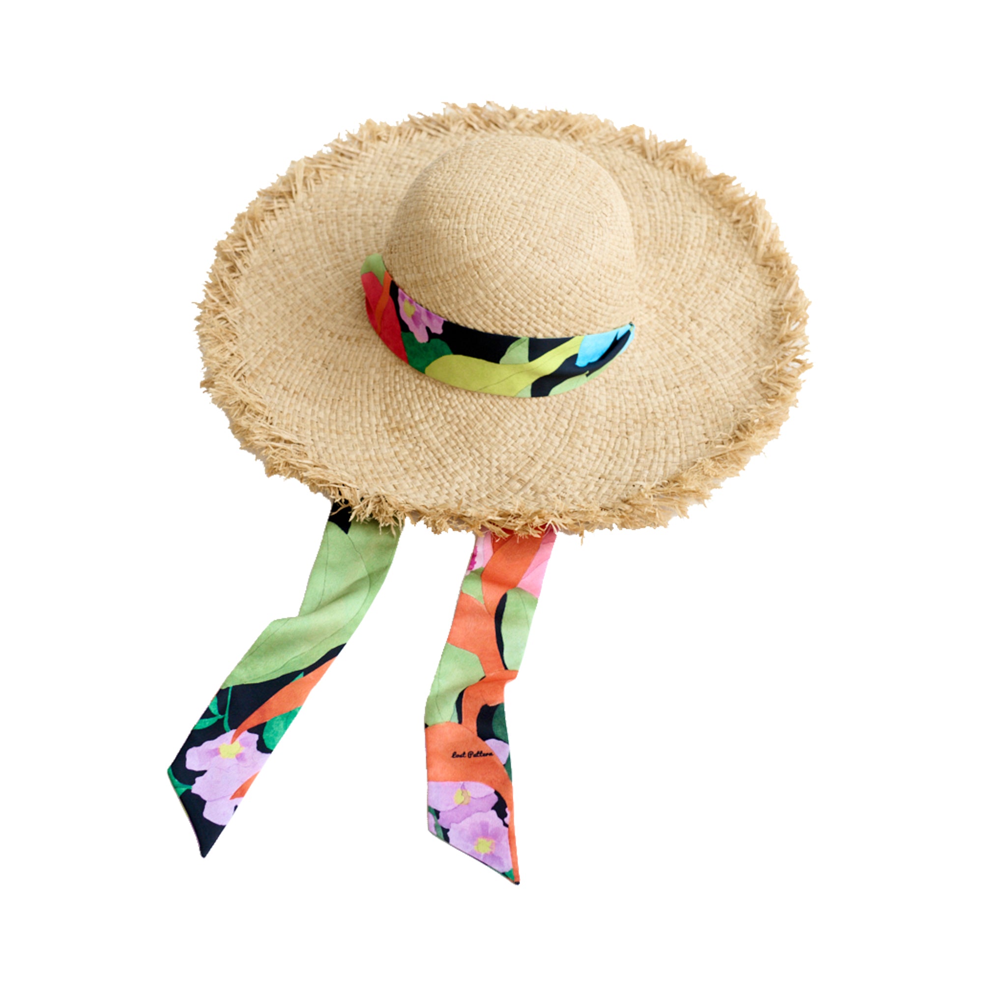 "Cartagena" Straw Hat with Ribbon Tie - Black & Orange - LOST PATTERN Hats