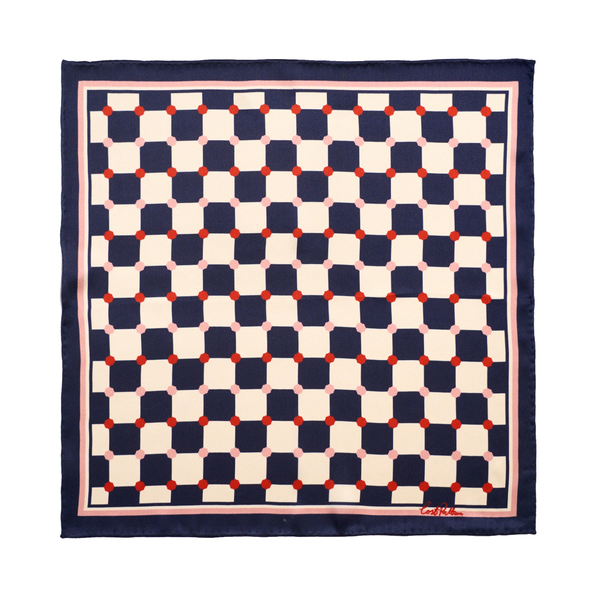 "Checkerboard" Silk Pocket Square - Blue