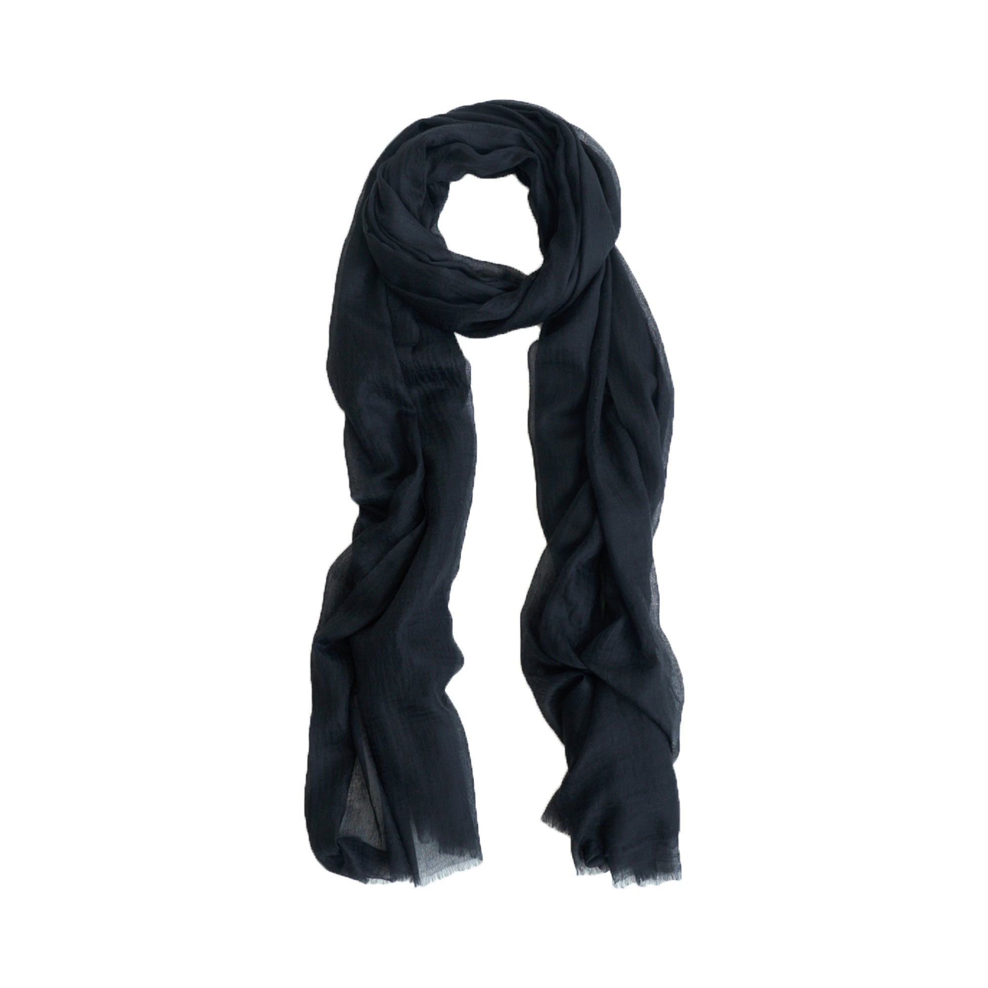 "Featherlight" Oversized Cashmere Scarf - Black - Classic Black - LOST PATTERN Cashmere