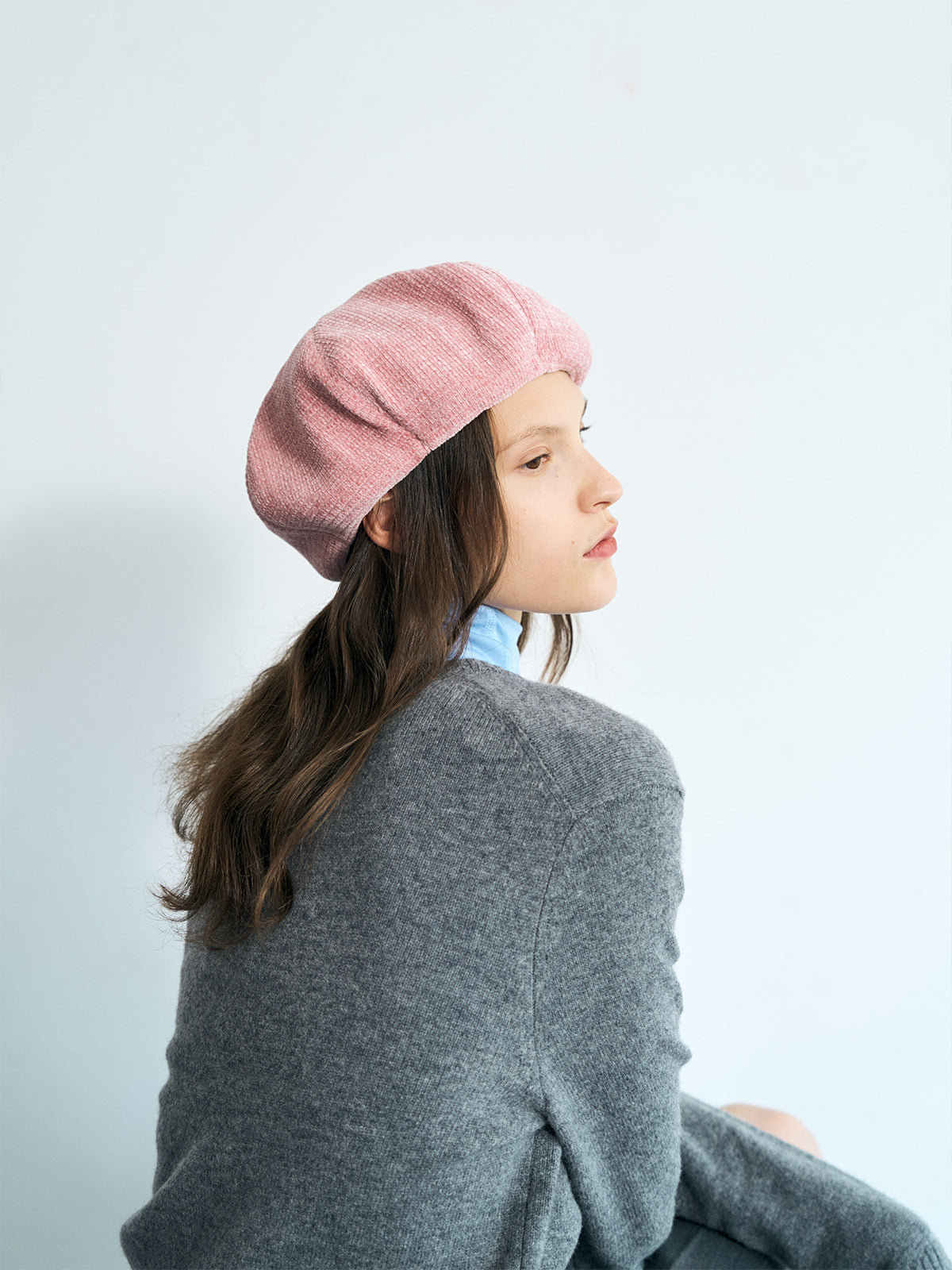 "Velvet Cloud" Beret Hat - Light Pink - LOST PATTERN Cashmere