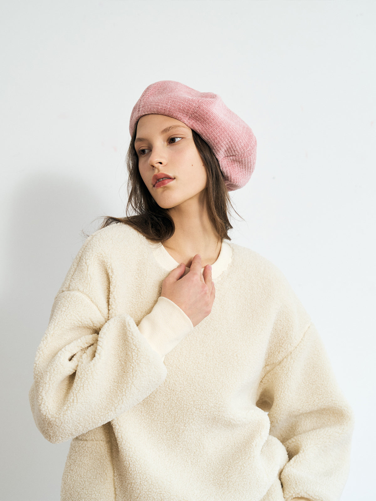 "Velvet Cloud" Beret Hat - Light Pink - LOST PATTERN Cashmere