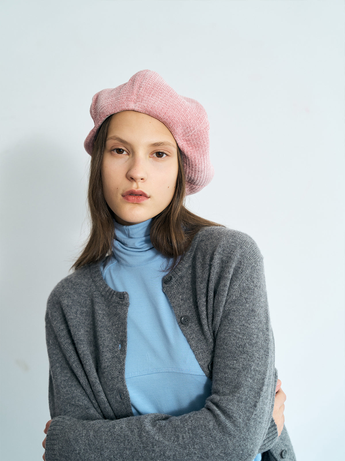 "Velvet Cloud" Beret Hat - Light Pink - LOST PATTERN Cashmere