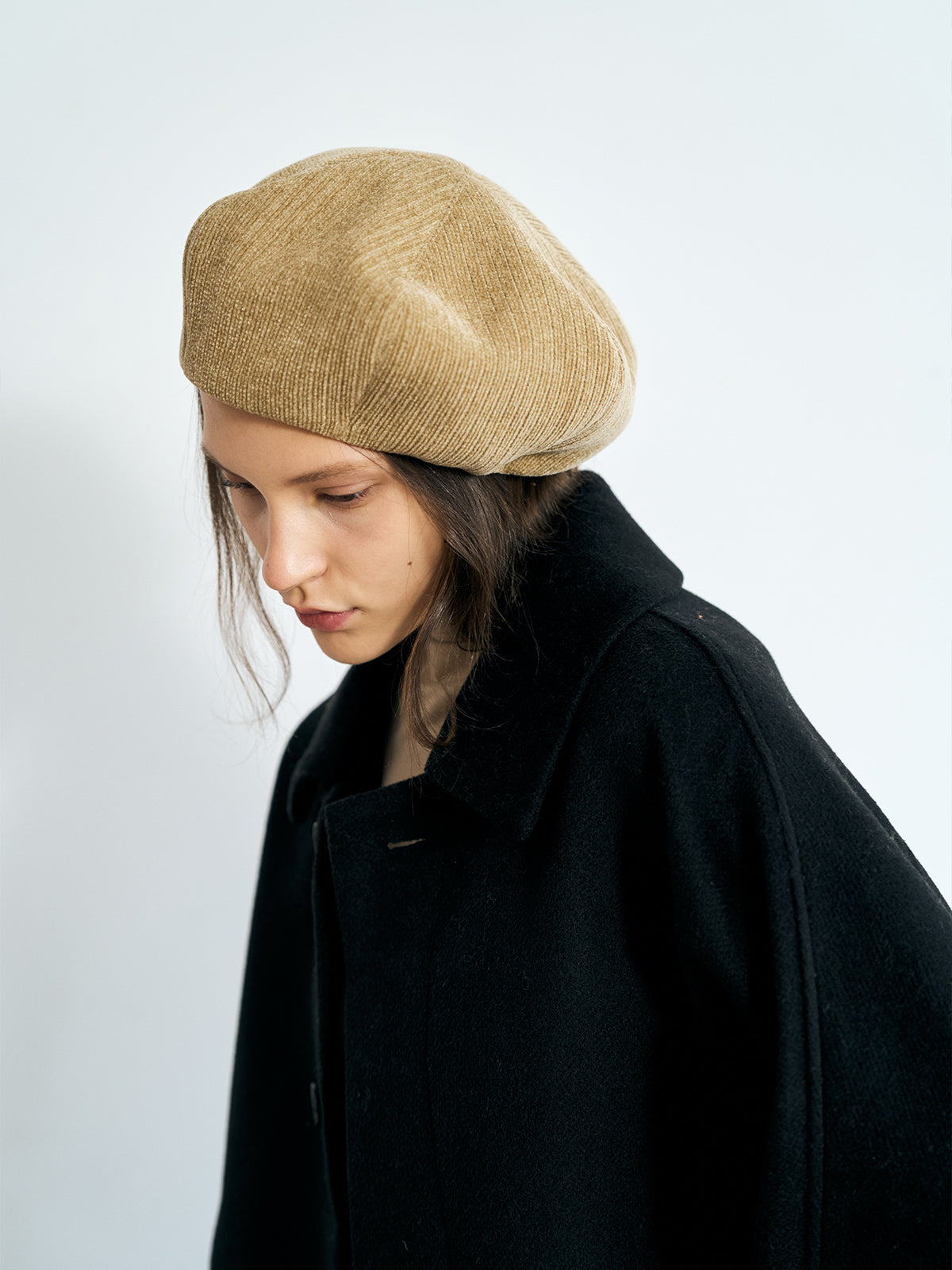 "Velvet Cloud" Beret Hat - Ecru - LOST PATTERN Cashmere