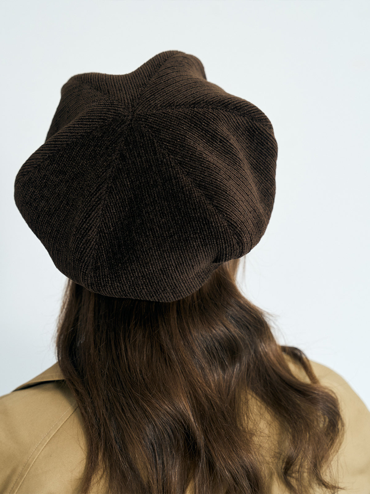 "Velvet Cloud" Beret Hat - Chocolate - LOST PATTERN Cashmere