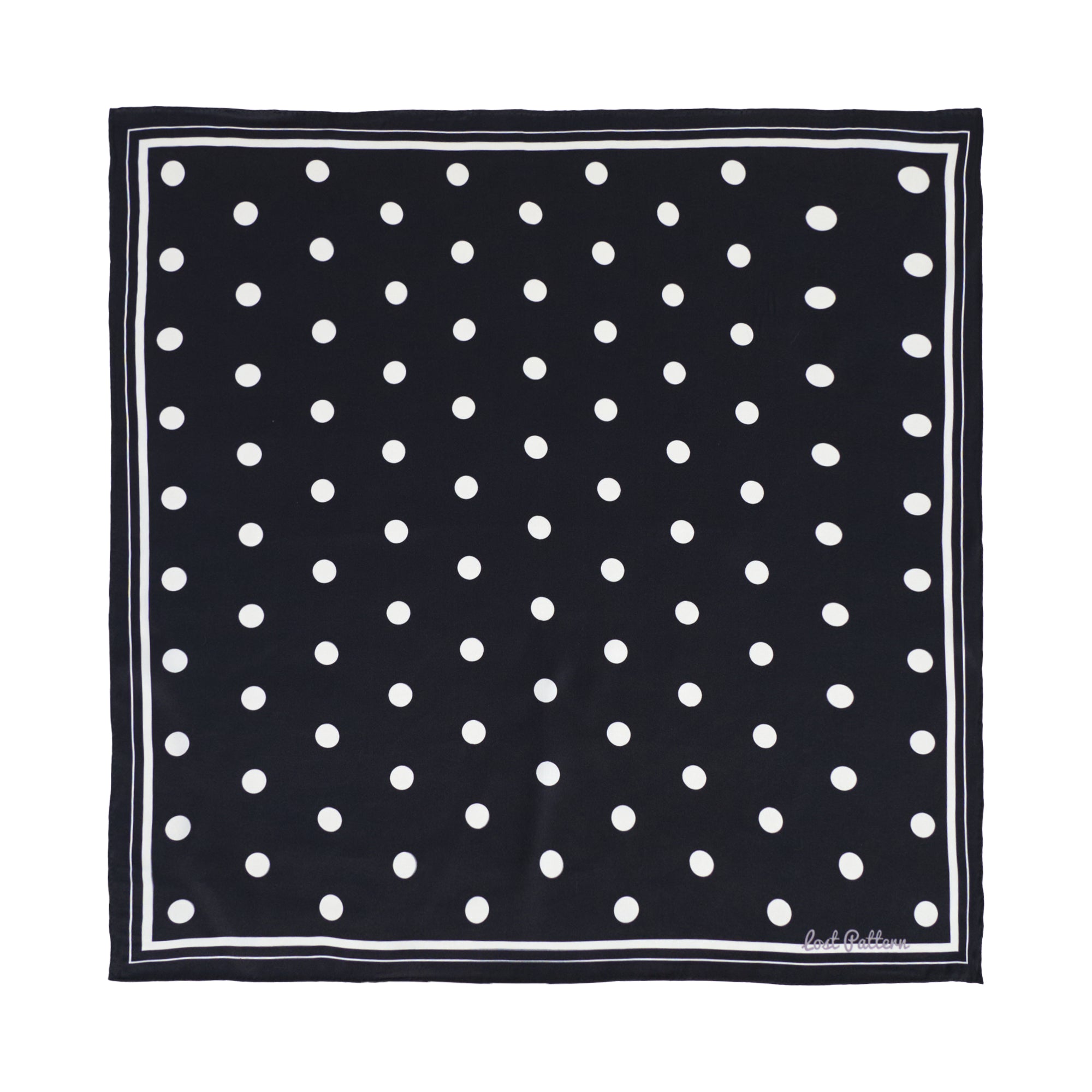 "Retro Polka" Silk Bandana Scarf - Black & White