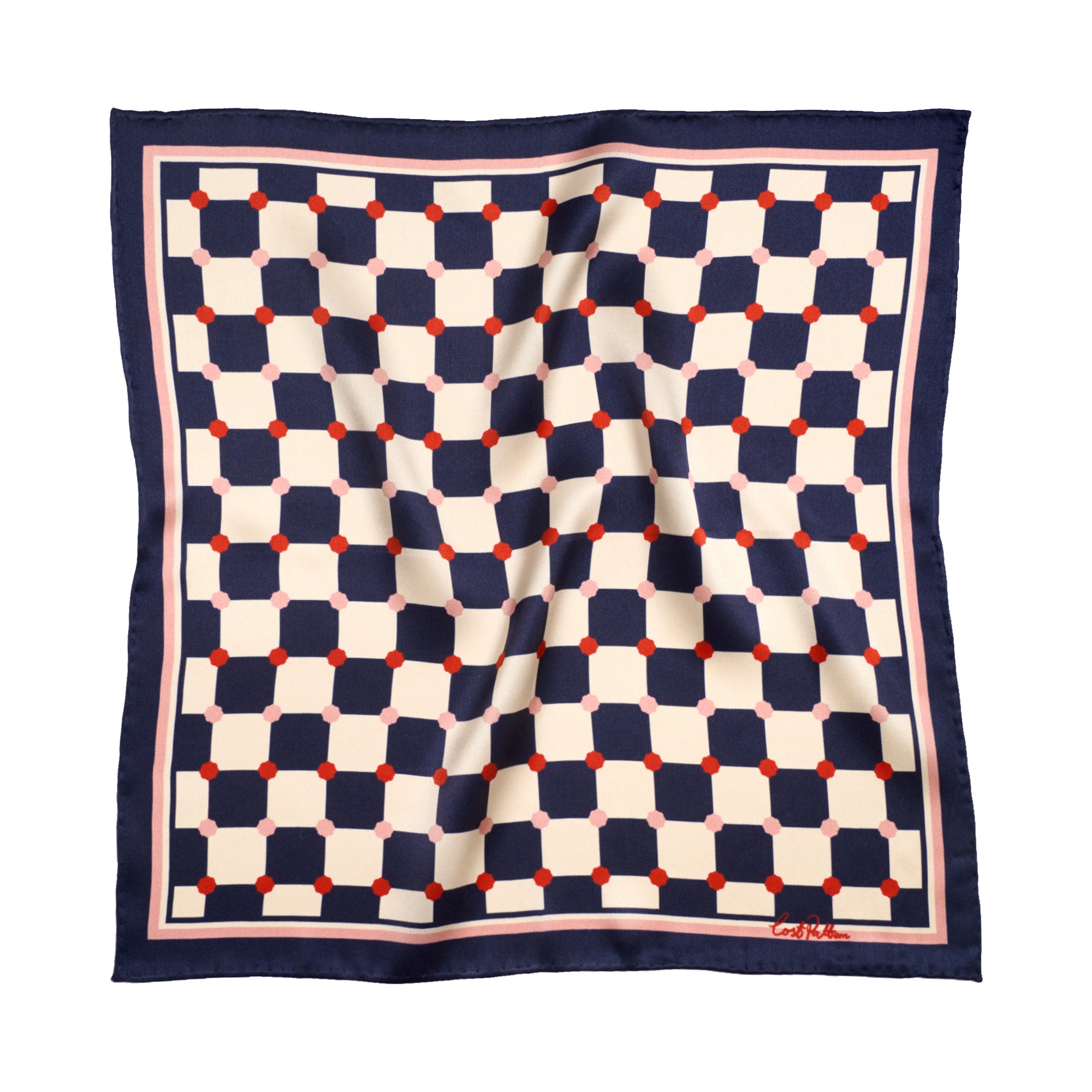 "Checkerboard" Silk Pocket Square - Blue