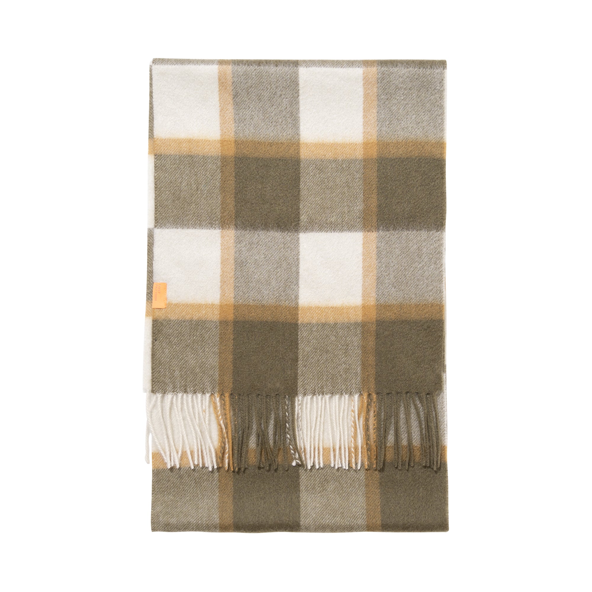 "Plaid" Cashmere Scarf - Matcha - Matcha - LOST PATTERN Cashmere