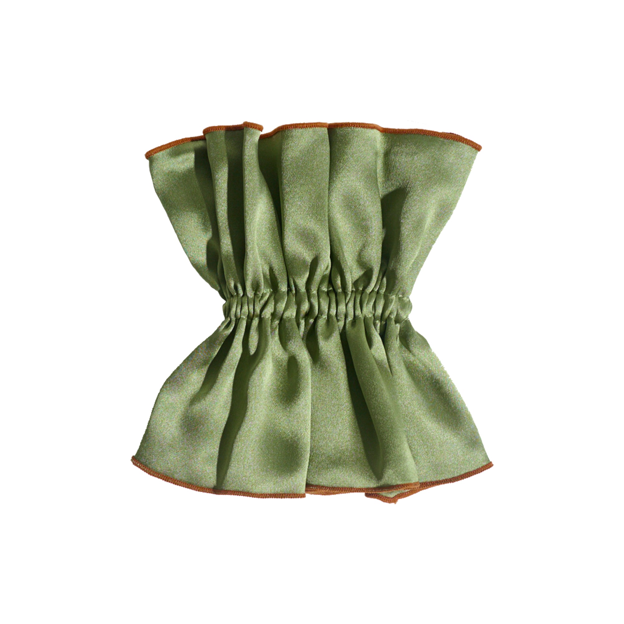 "Maxi Flower" Double-Layer Oversized Silk Scrunchie - Martini Olive