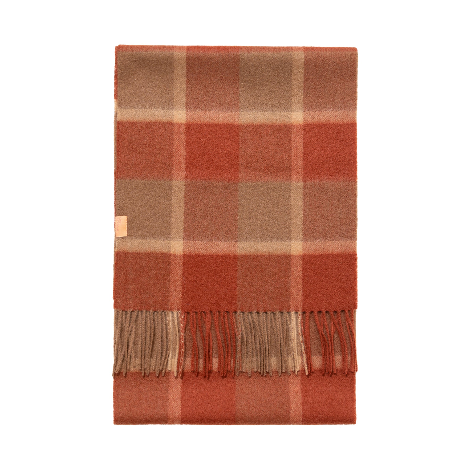 "Plaid" Cashmere Scarf - Brick Red - Brick Red - LOST PATTERN Cashmere