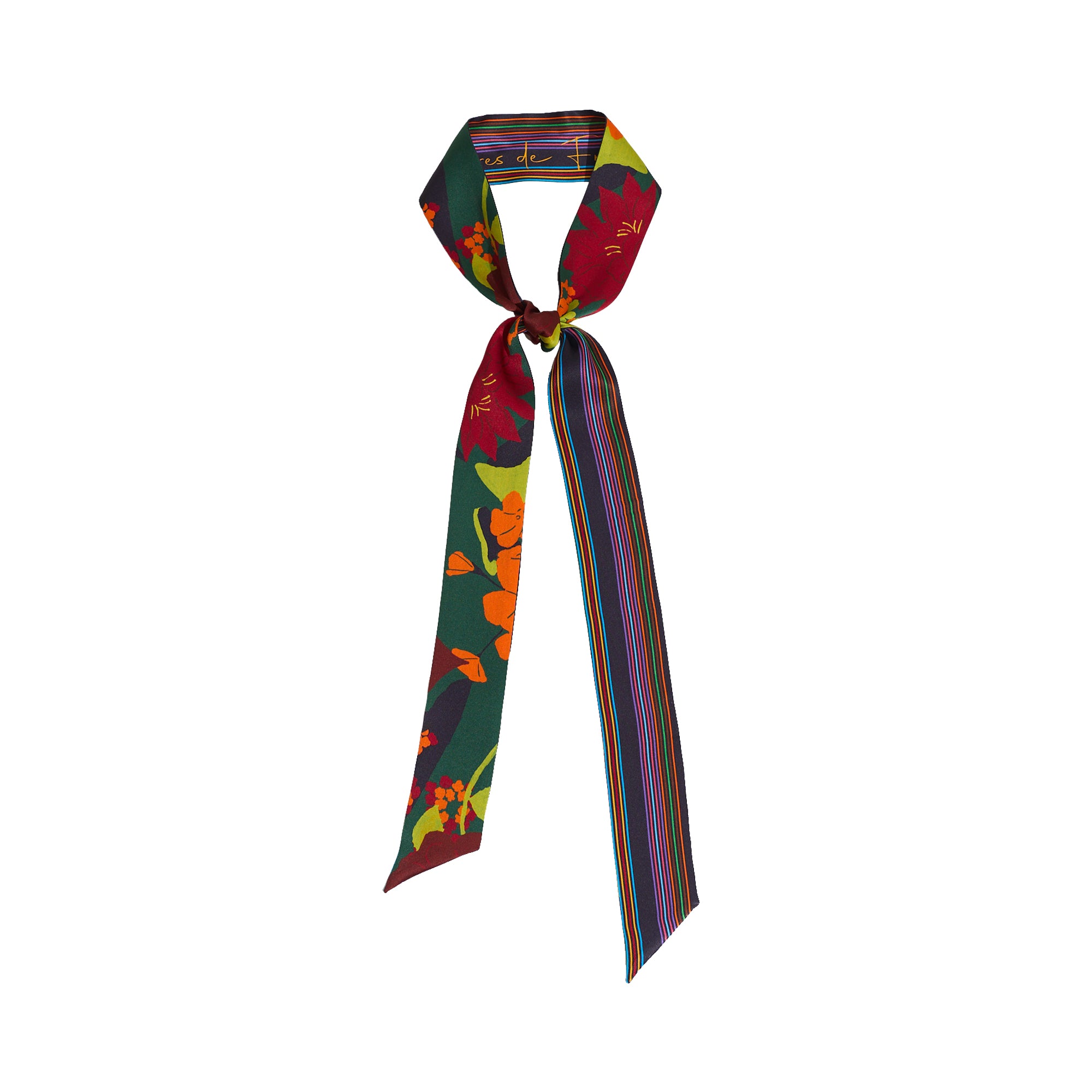 FRIDA x LOST PATTERN "Frida's Garden" Silk Skinny Scarf - Purple - Purple - LOST PATTERN Silk Skinny Scarf