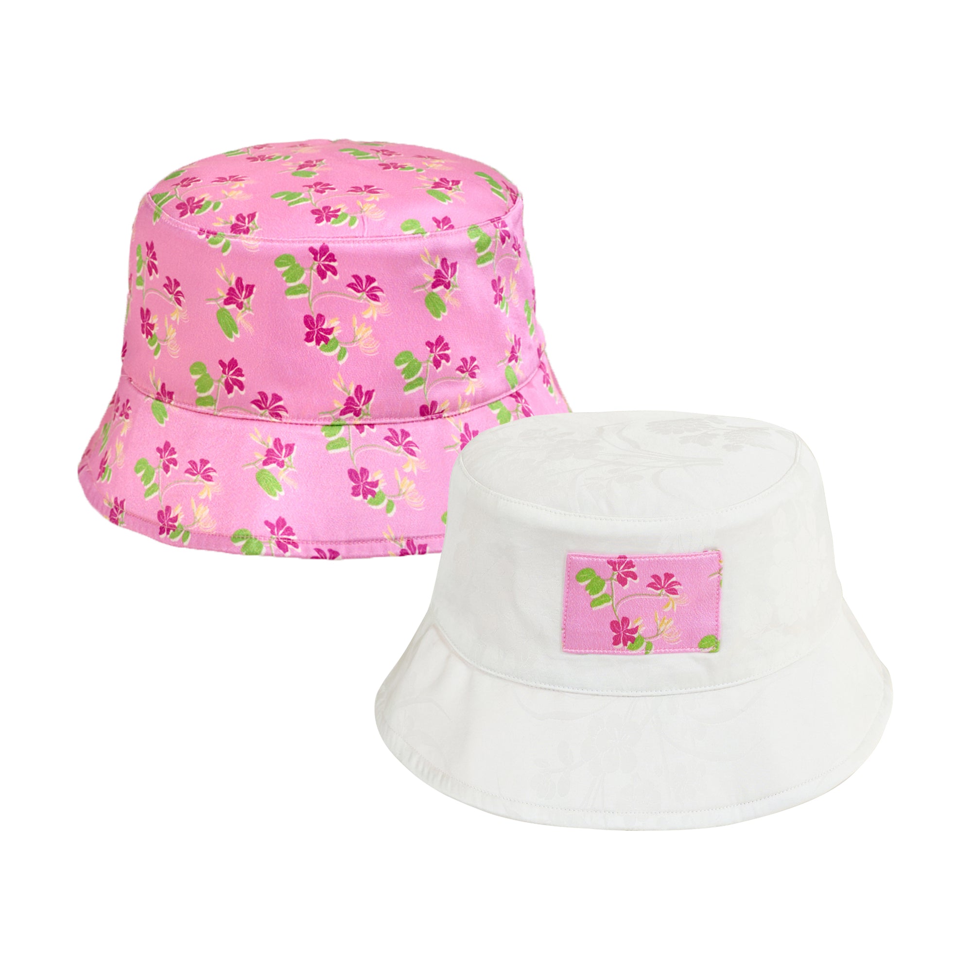 "Beach Blossom" Reversible Bucket Hat - Pink - Pink - LOST PATTERN Hats