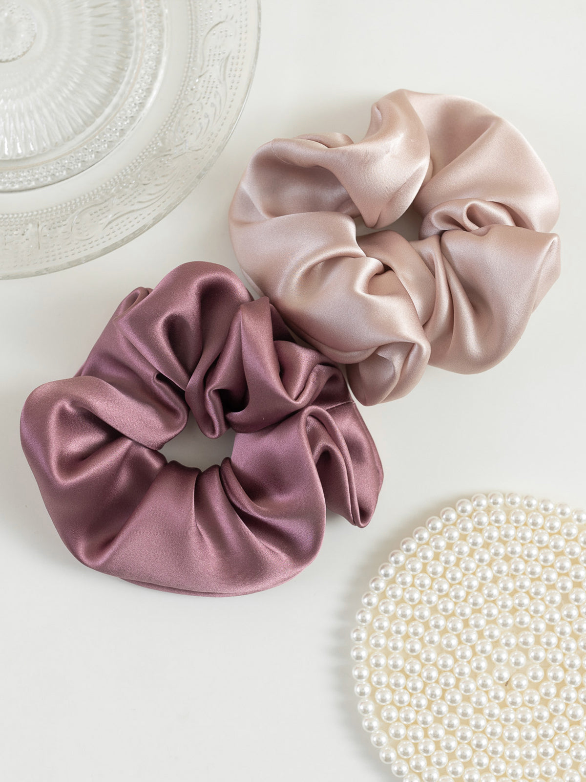 "Silken Hair" Silk Scrunchie Hair Tie - Mauve - LOST PATTERN Scrunchie