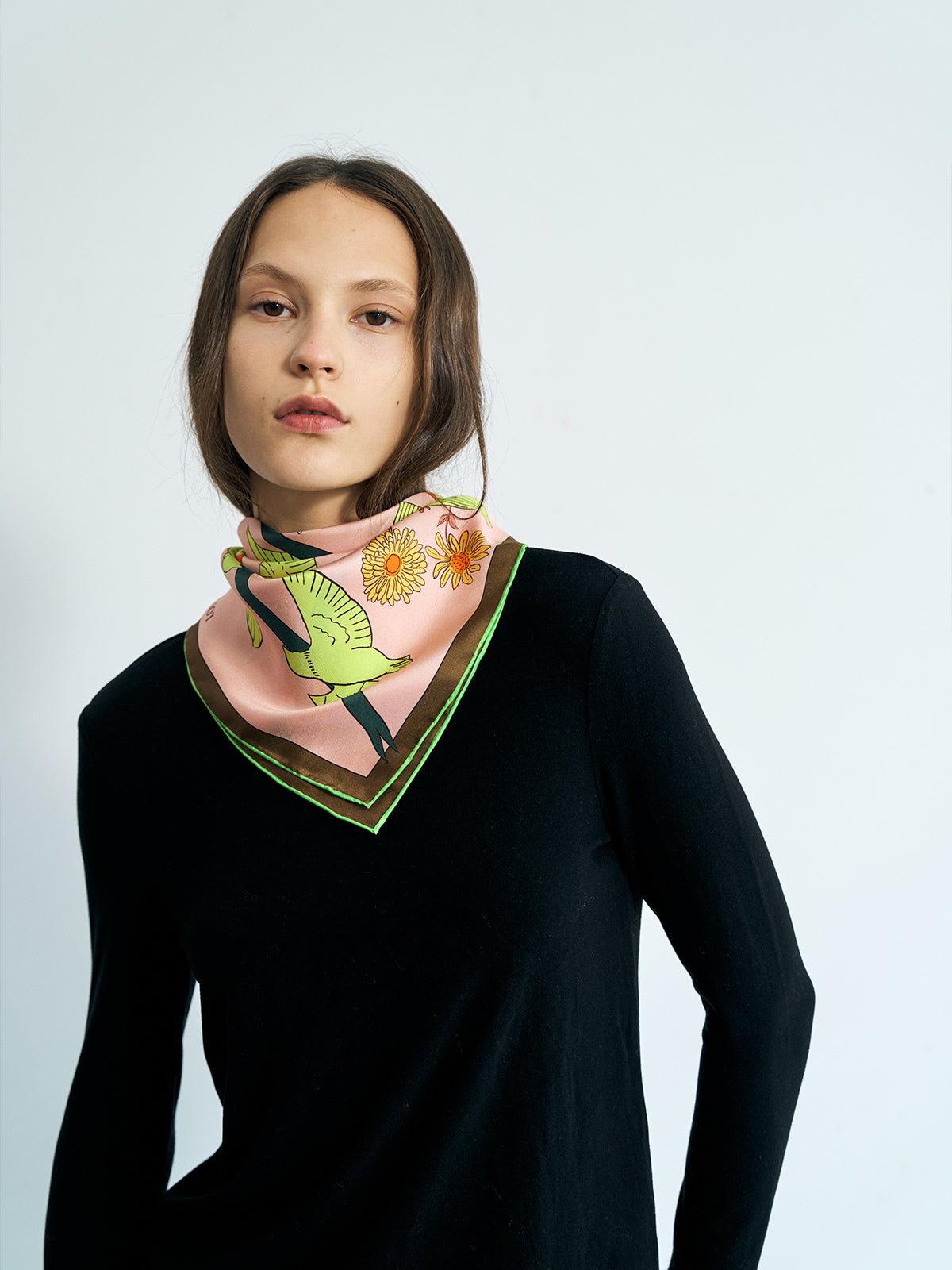 FRIDA x LOST PATTERN "House of Frida" Silk Bandana Scarf - Neon Green - LOST PATTERN Silk Square Scarf