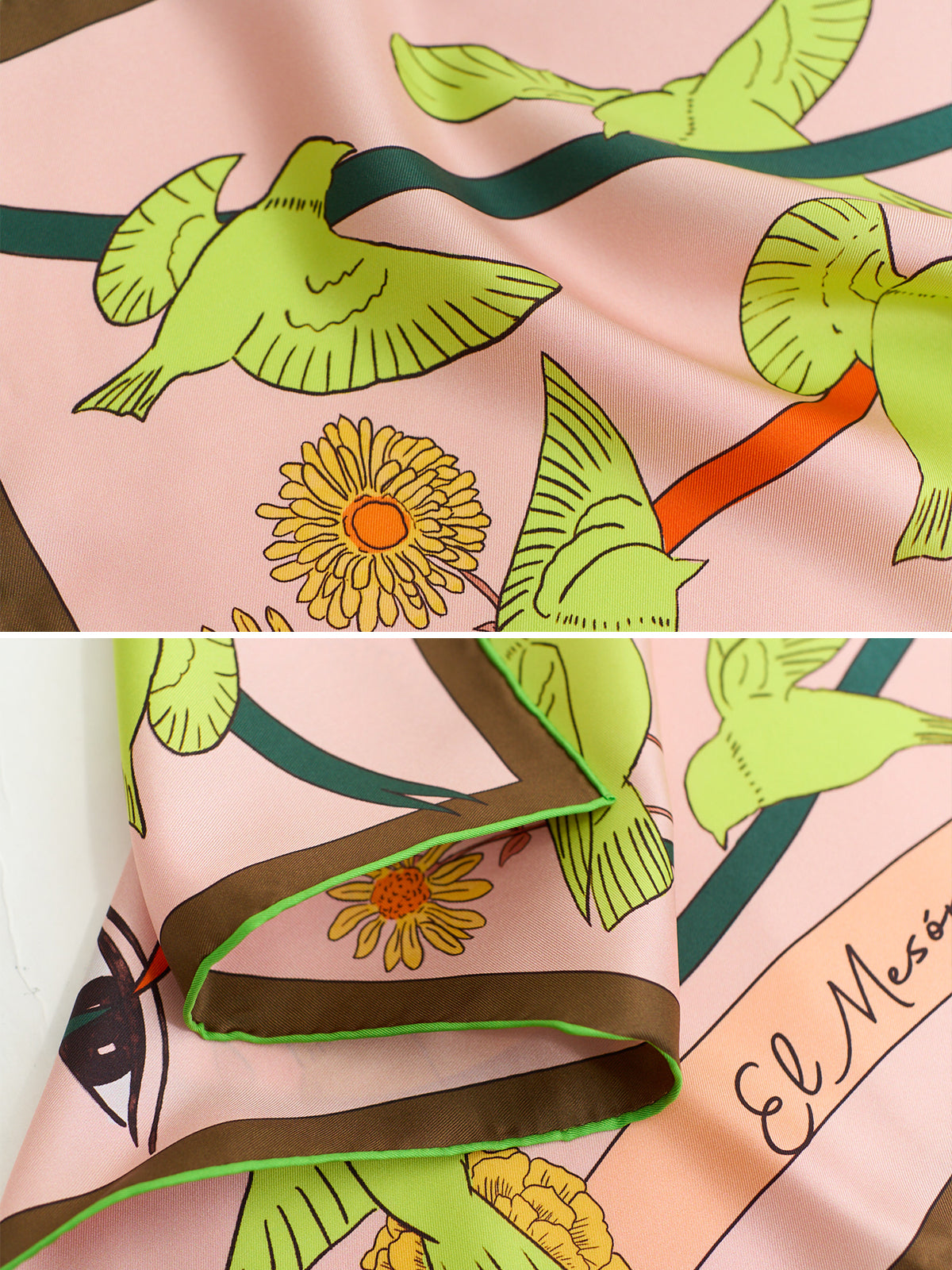 FRIDA x LOST PATTERN "House of Frida" Silk Bandana Scarf - Neon Green - LOST PATTERN Silk Square Scarf