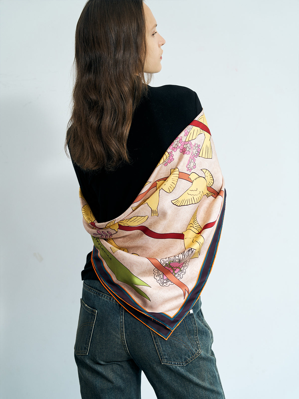 FRIDA x LOST PATTERN "House of Frida" Large Square Silk Scarf - Yellow - LOST PATTERN Silk Square Scarf