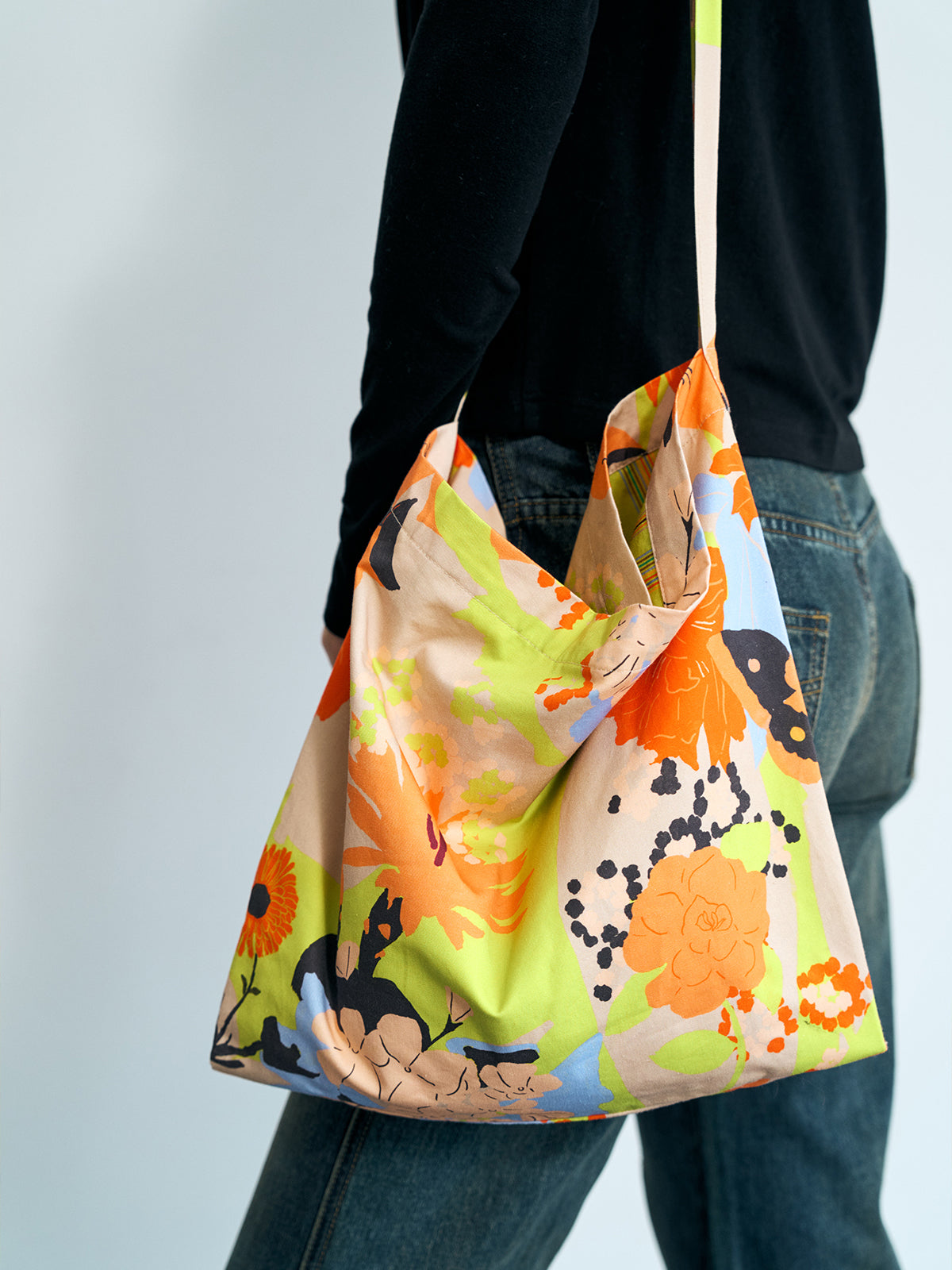 FRIDA x LOST PATTERN "Frida's Garden" Cotton Crossbody Bag - LOST PATTERN Tote Bag