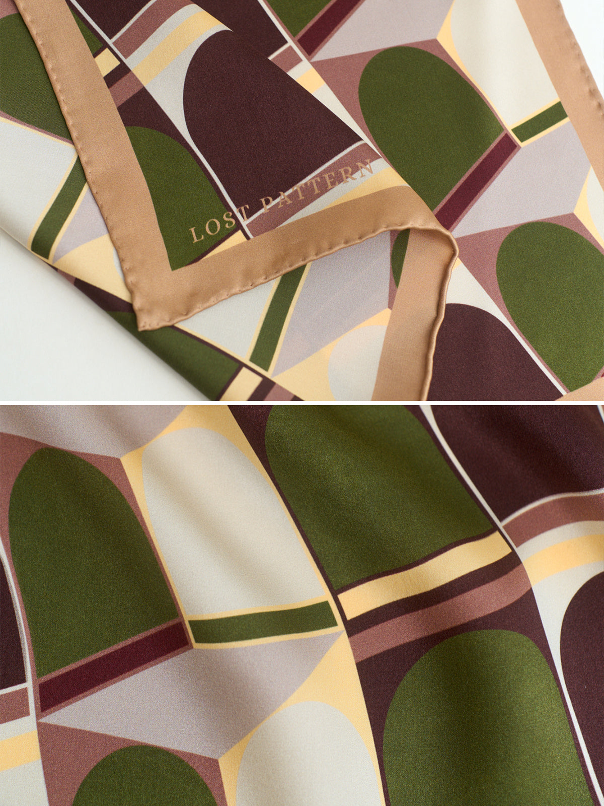 "Modular" Silk Pocket Square - Green - Green - LOST PATTERN Silk Pocket Square