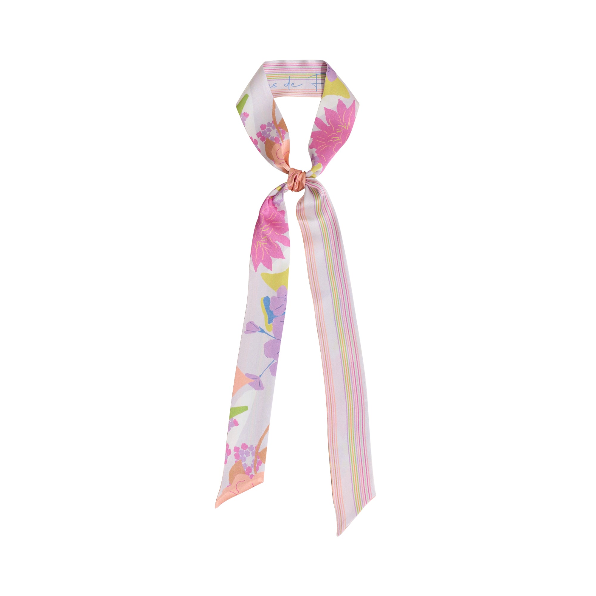 FRIDA x LOST PATTERN "Frida's Garden" Silk Skinny Scarf - Pink - Pink - LOST PATTERN Silk Skinny Scarf