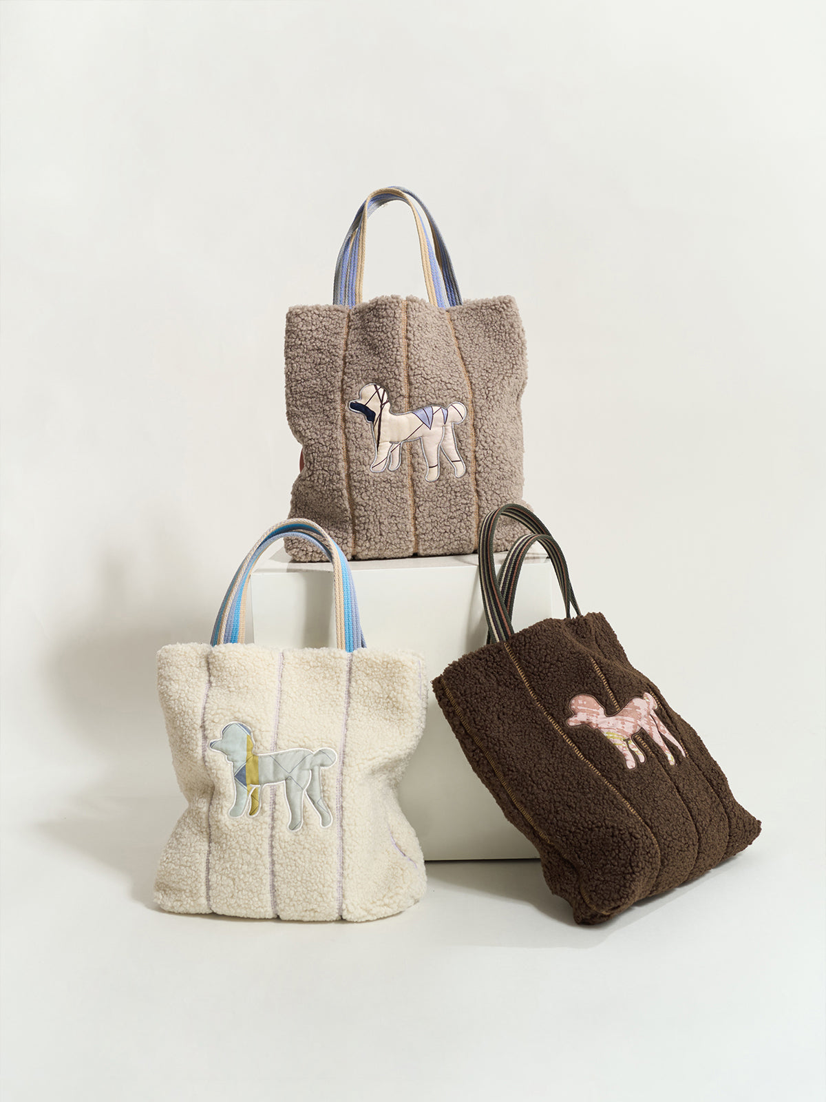 "Pan Pan" Shearling Tote Bag - Taupe - LOST PATTERN Tote Bag